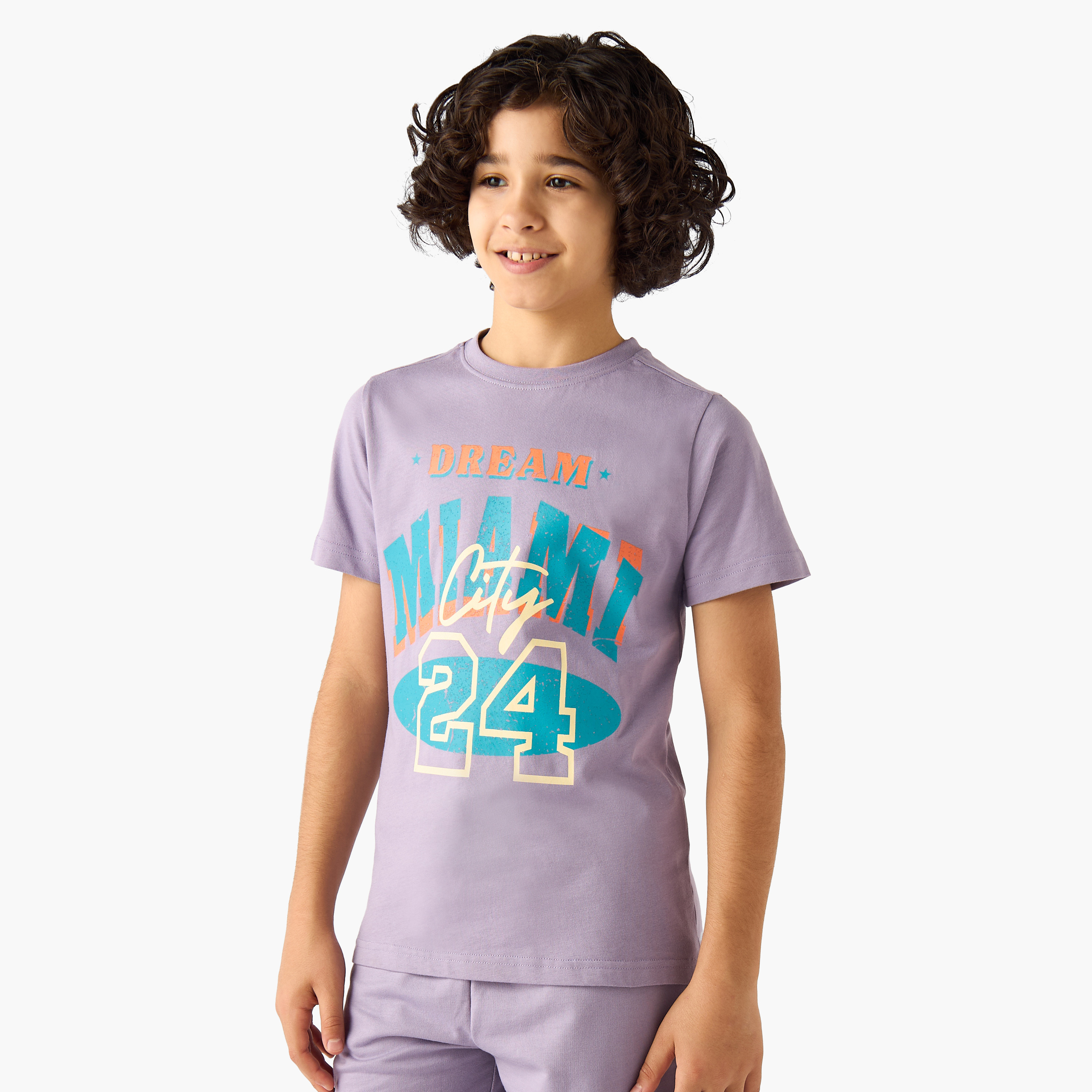 Set of 3 Juniors Crew Neck Short Sleeves T-shirt and Shorts Set with Print-boys-clothing-setsandcoords-image-3