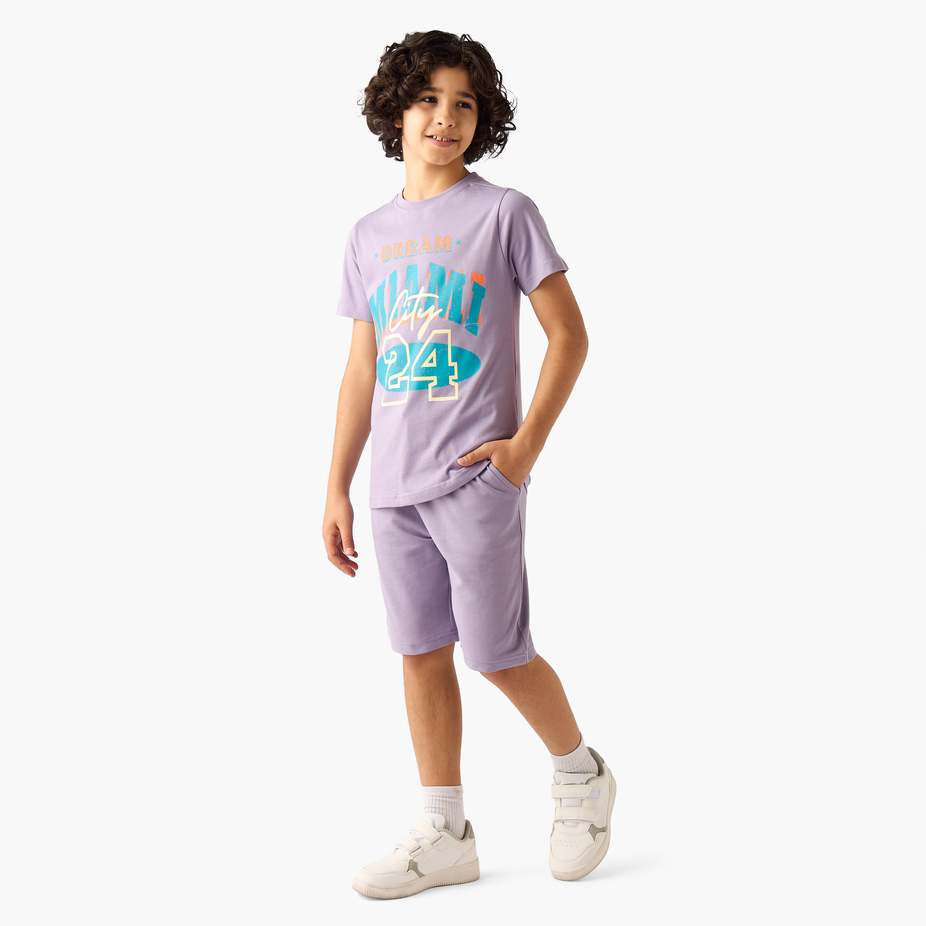 Set of 3 Juniors Crew Neck Short Sleeves T-shirt and Shorts Set with Print-boys-clothing-setsandcoords-image-8