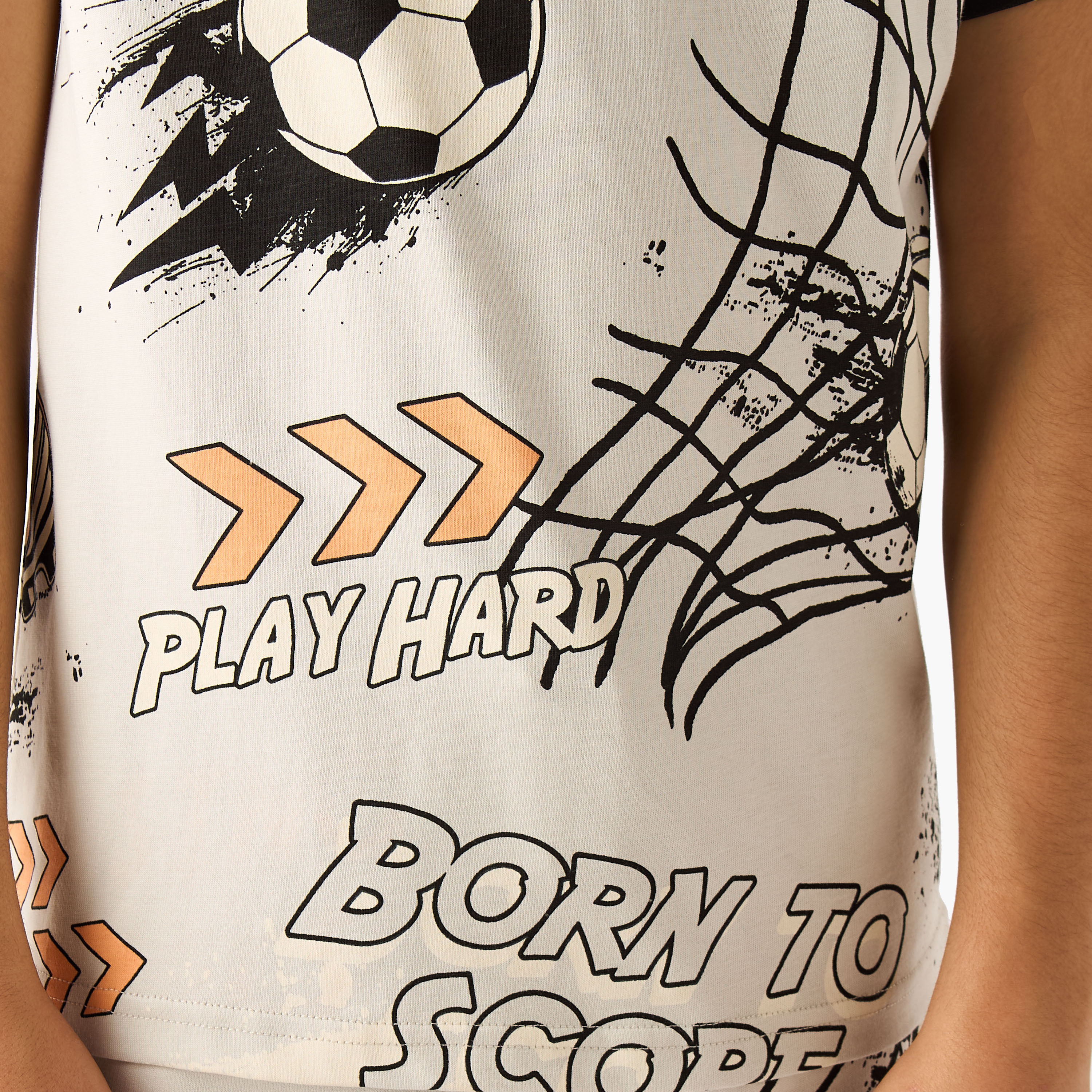 Set of 3 Juniors Crew Neck Short Sleeves T-shirt and Shorts Set with Football Print-boys-clothing-setsandcoords-image-7