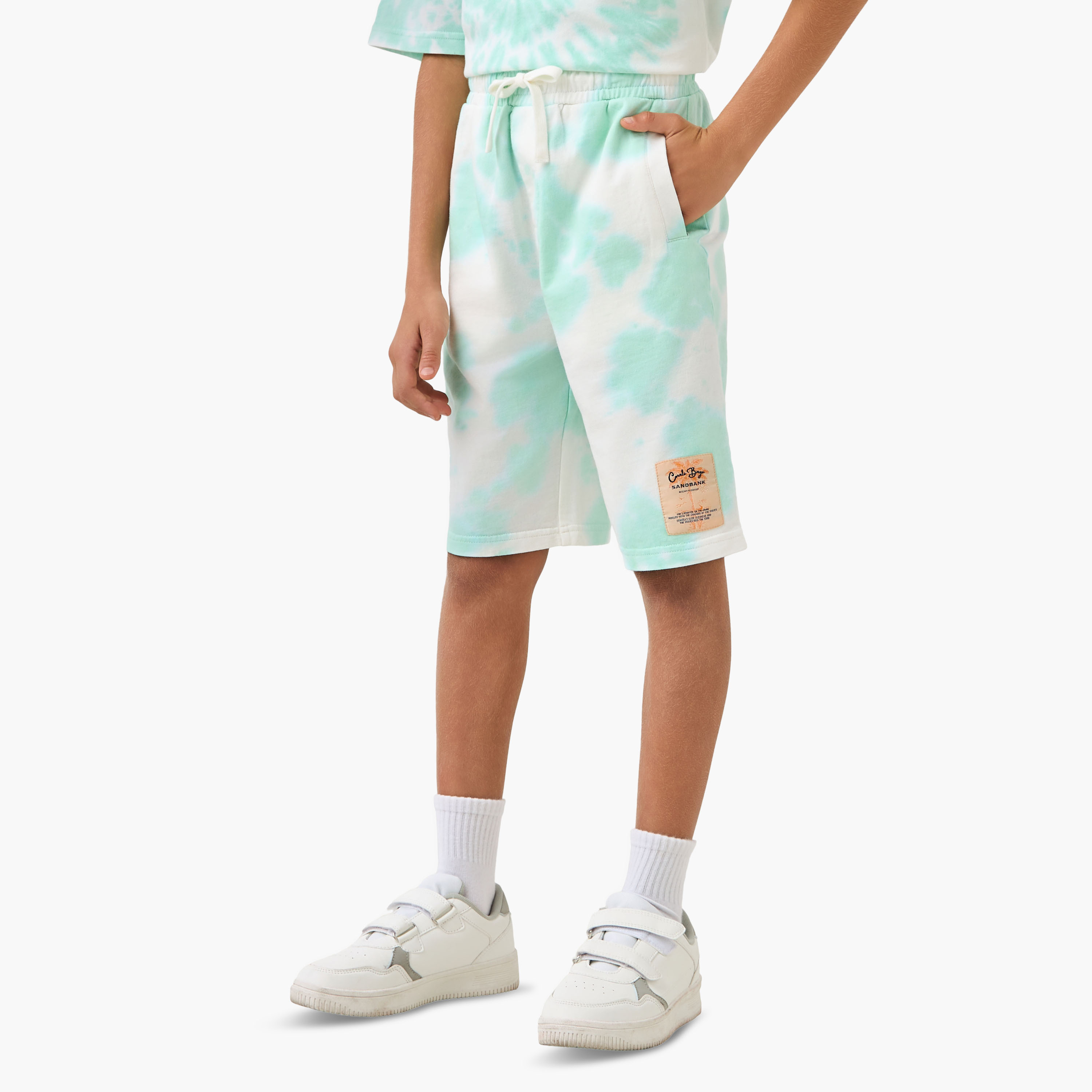 Juniors Crew Neck Short Sleeves T-shirt and Shorts Set with Tie-Dye Print-boys-clothing-setsandcoords-image-3