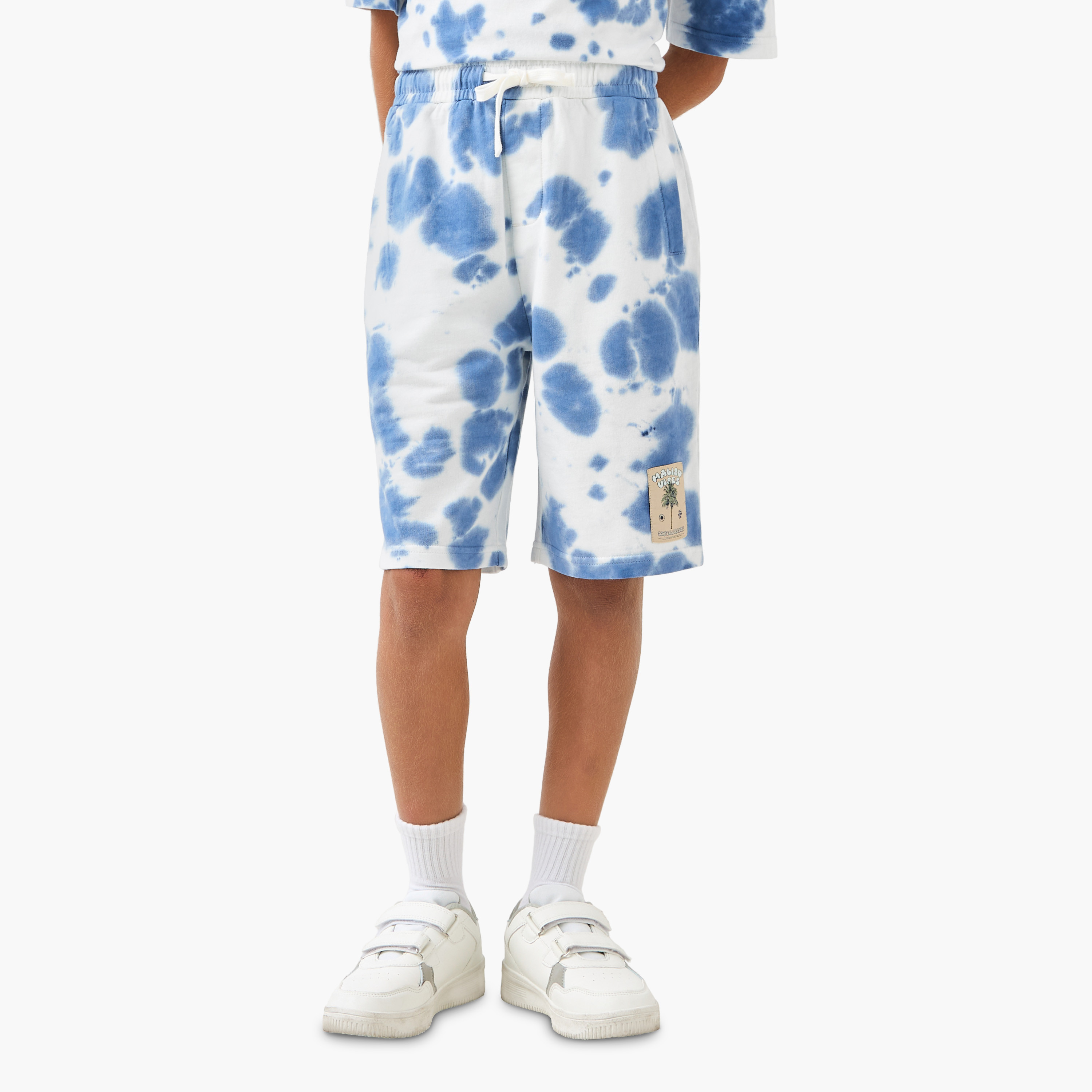 Juniors Crew Neck Short Sleeves T-shirt and Shorts Set with Tie-Dye Print-boys-clothing-setsandcoords-image-3
