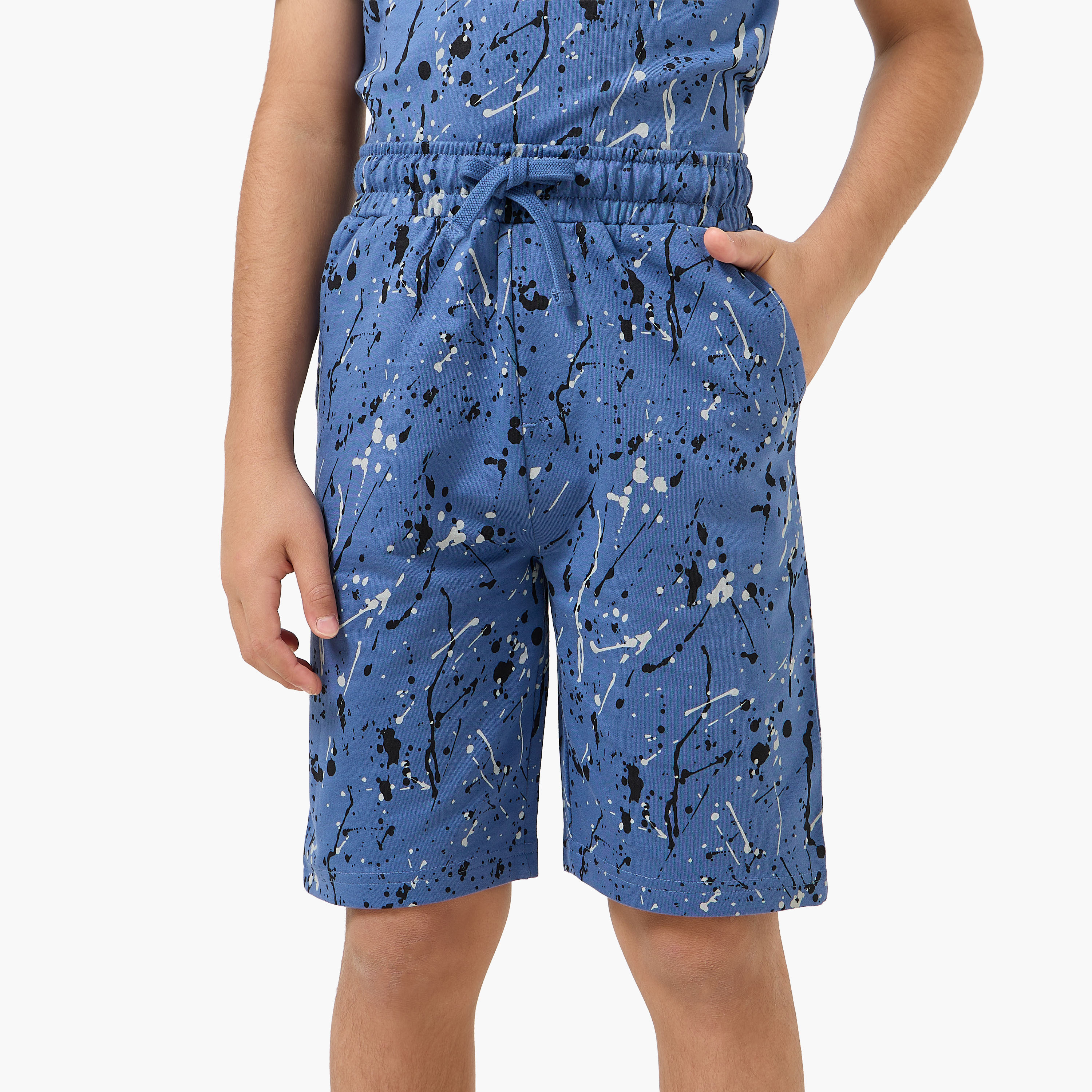 Set of 3 Juniors Crew Neck Short Sleeve T-shirt and Shorts Set with Print-boys-clothing-setsandcoords-image-4