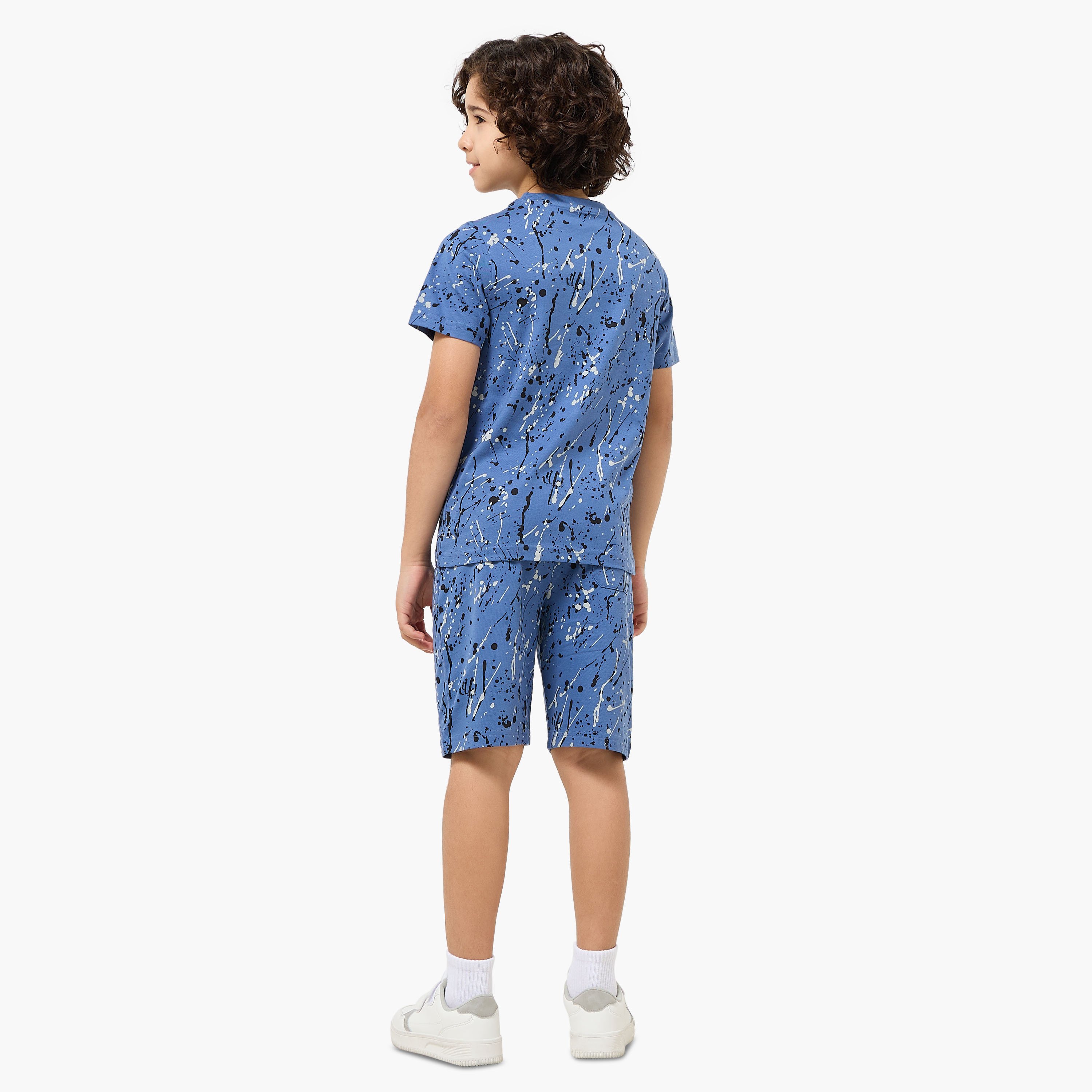 Set of 3 Juniors Crew Neck Short Sleeve T-shirt and Shorts Set with Print-boys-clothing-setsandcoords-image-5