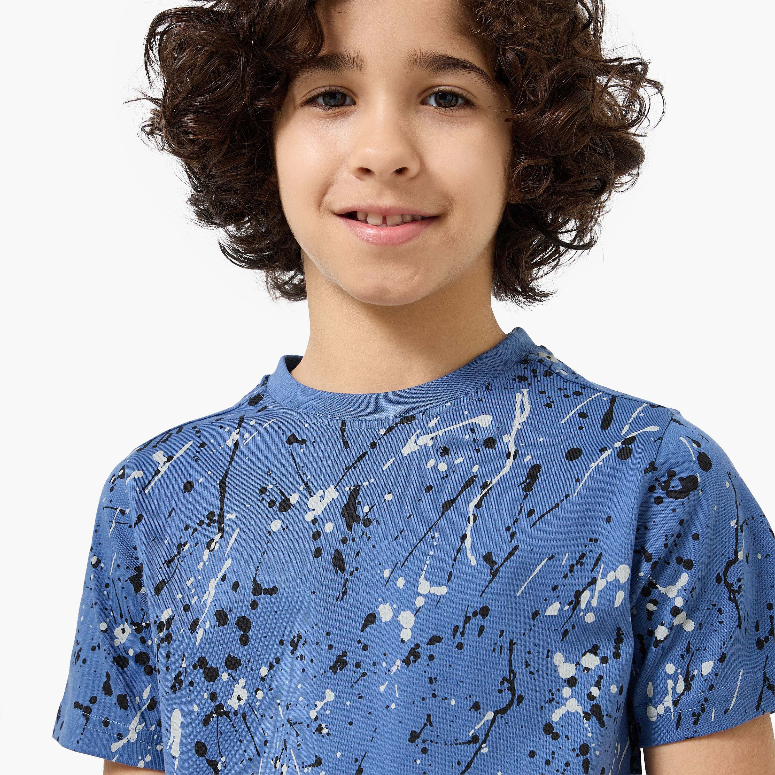 Set of 3 Juniors Crew Neck Short Sleeve T-shirt and Shorts Set with Print-boys-clothing-setsandcoords-image-6