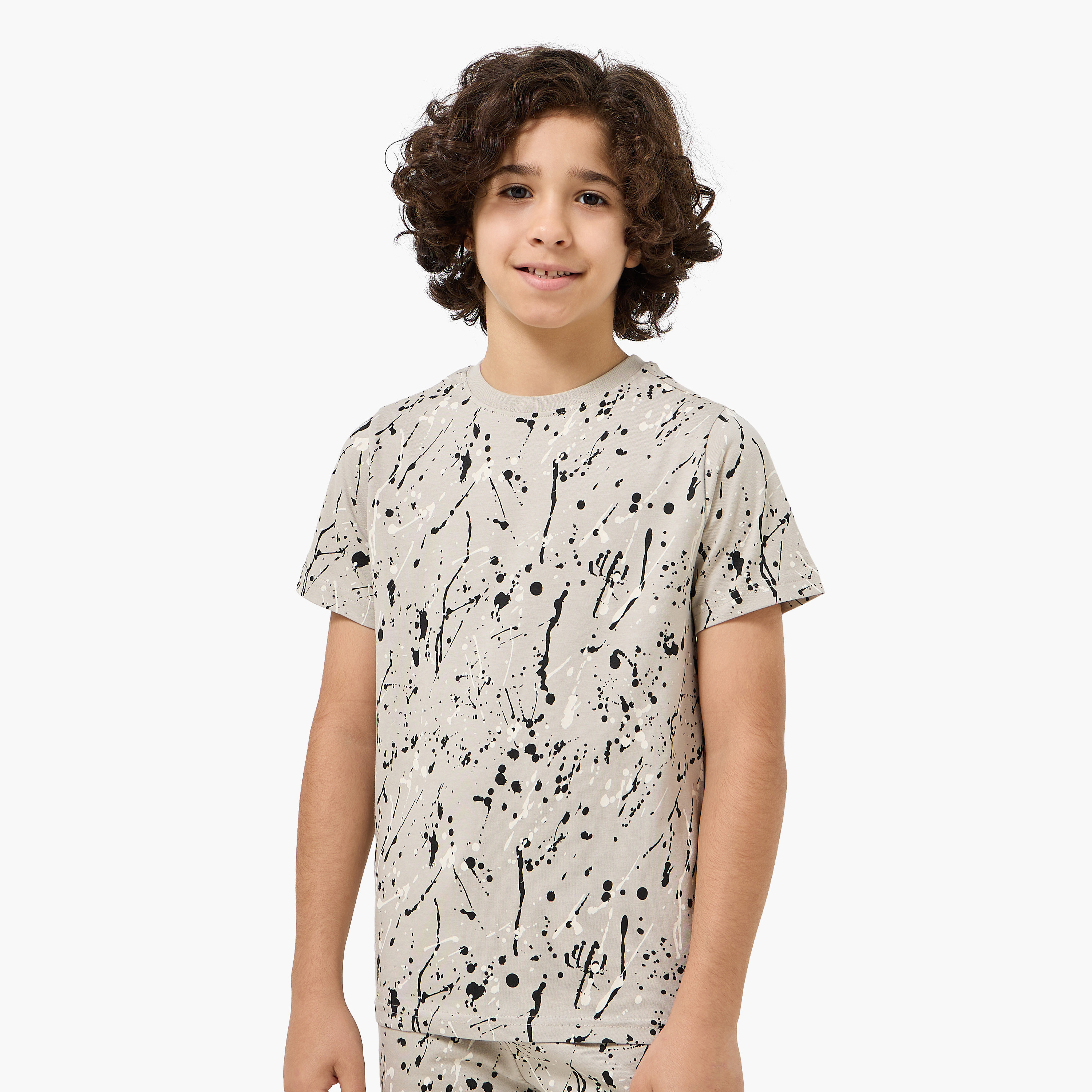 Set of 3 Juniors Crew Neck Short Sleeves T-shirt and Shorts Set with Print-boys-clothing-setsandcoords-image-2