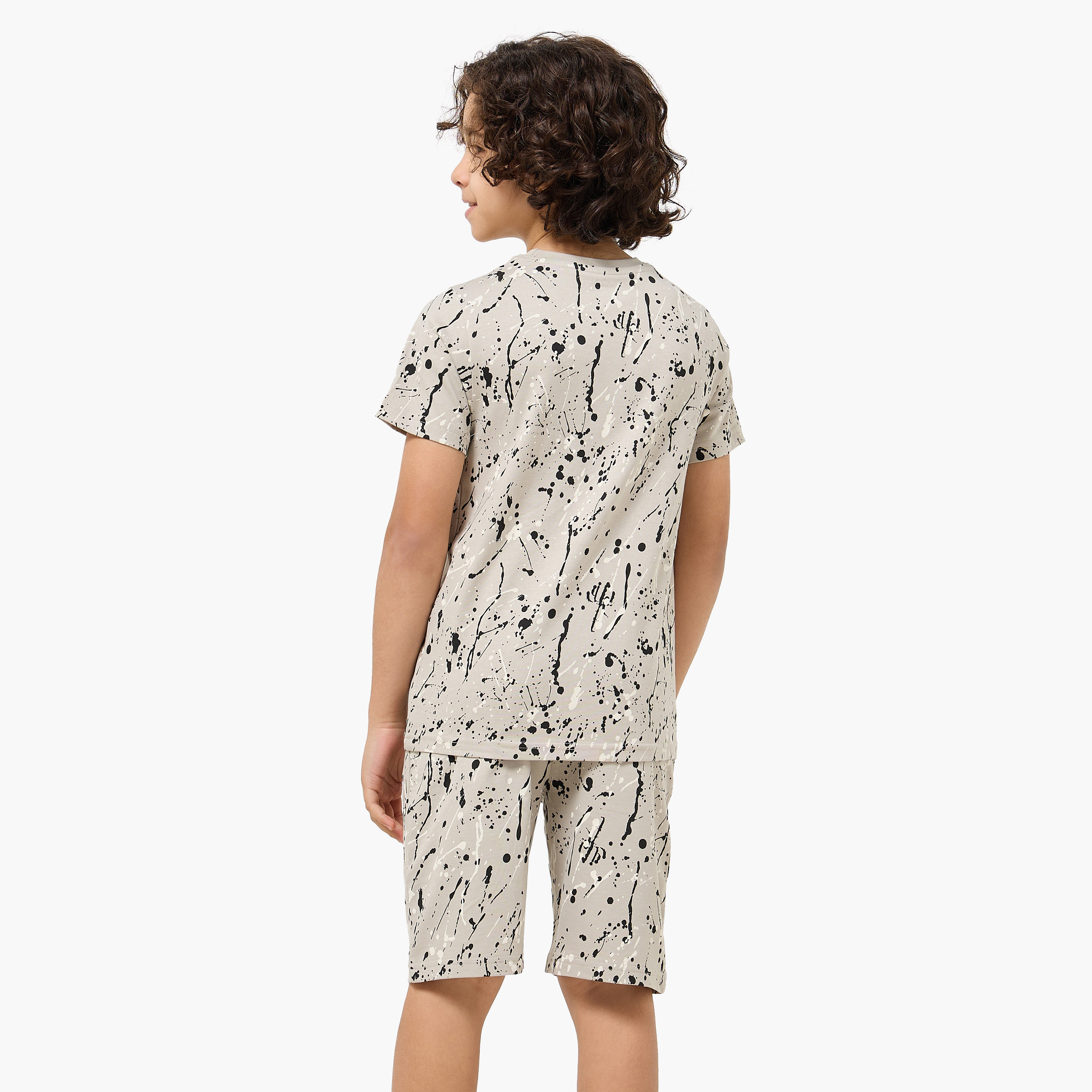 Set of 3 Juniors Crew Neck Short Sleeves T-shirt and Shorts Set with Print-boys-clothing-setsandcoords-image-5