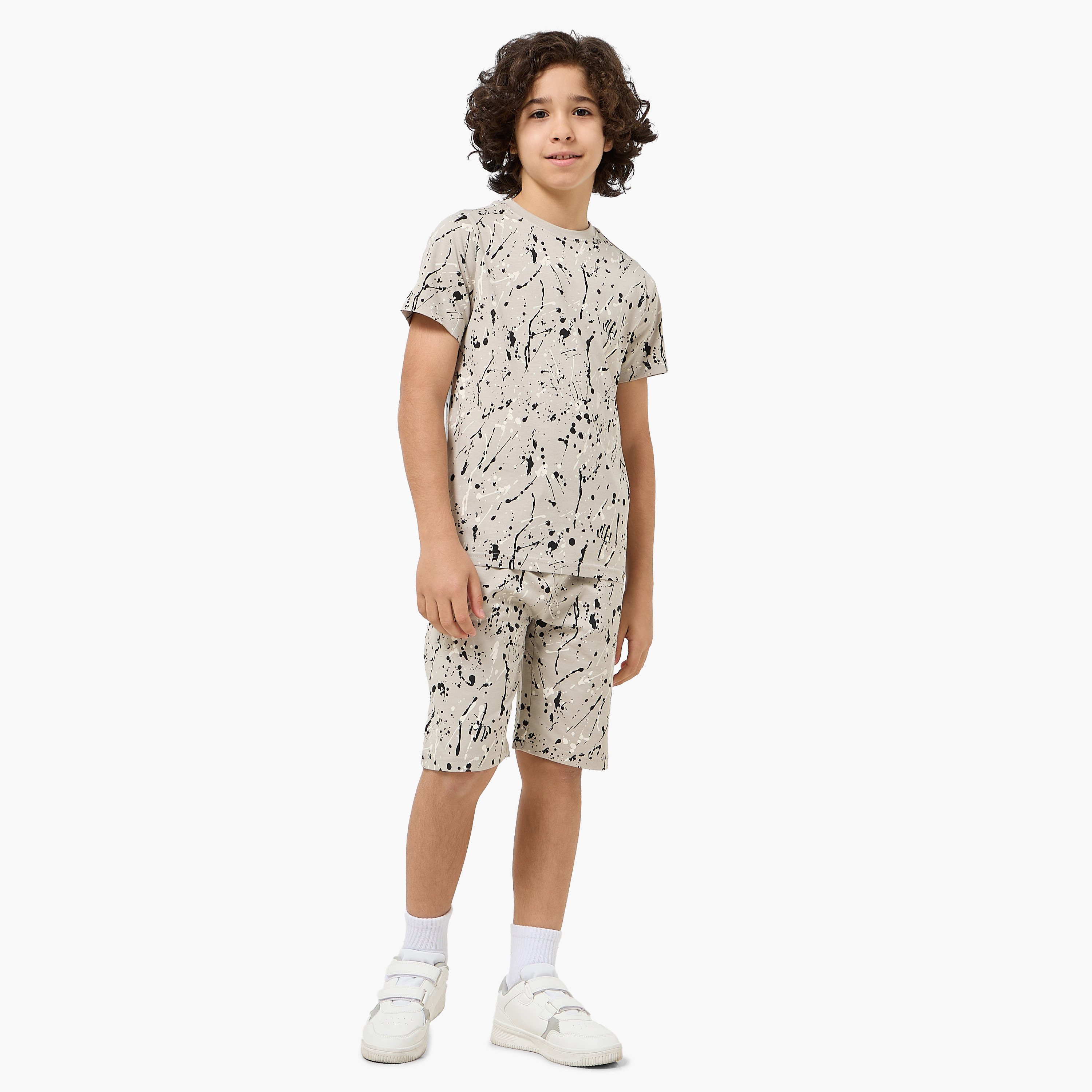 Set of 3 Juniors Crew Neck Short Sleeves T-shirt and Shorts Set with Print-boys-clothing-setsandcoords-image-8