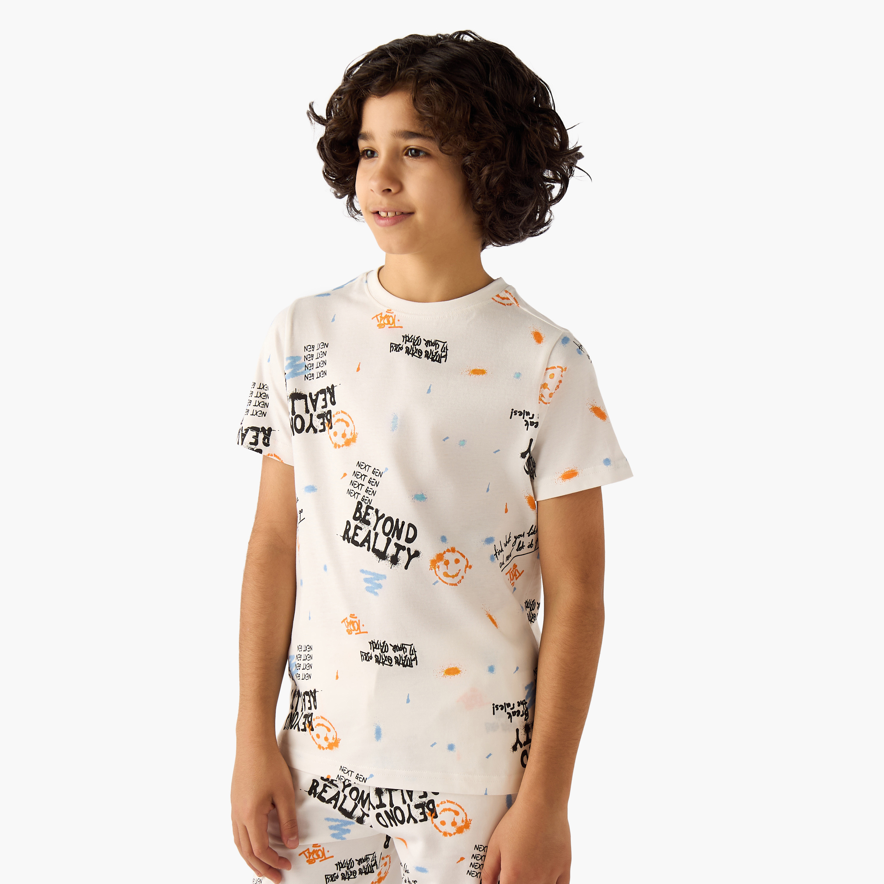 Set of 3 Juniors Short Sleeves T-shirt and Shorts Set with Print-boys-clothing-setsandcoords-image-2