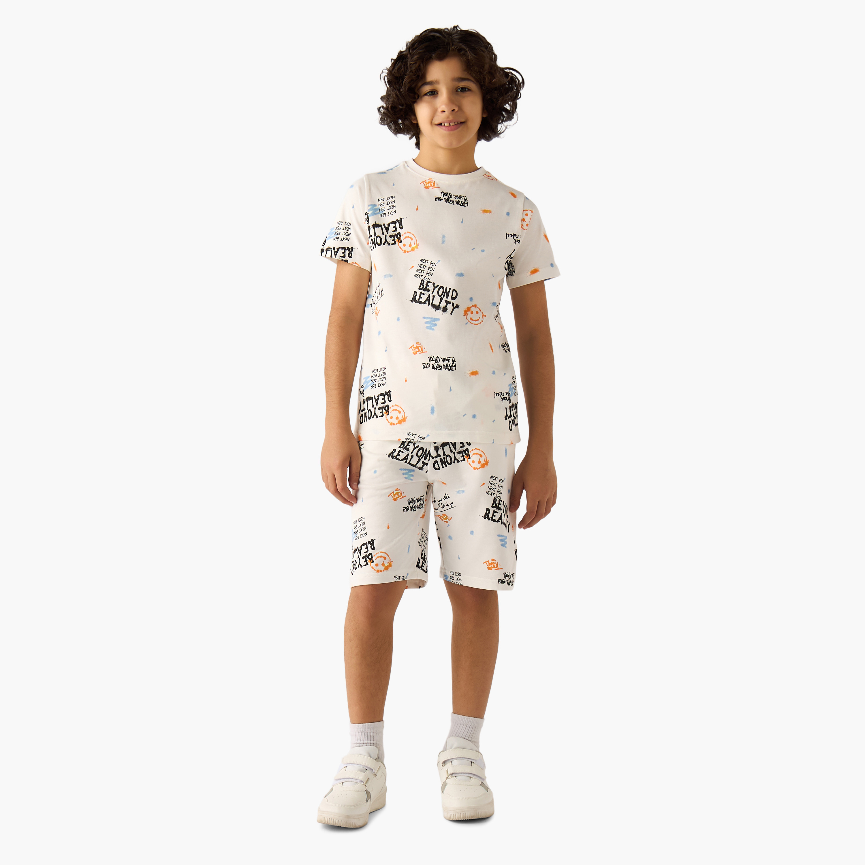 Set of 3 Juniors Short Sleeves T-shirt and Shorts Set with Print-boys-clothing-setsandcoords-image-8