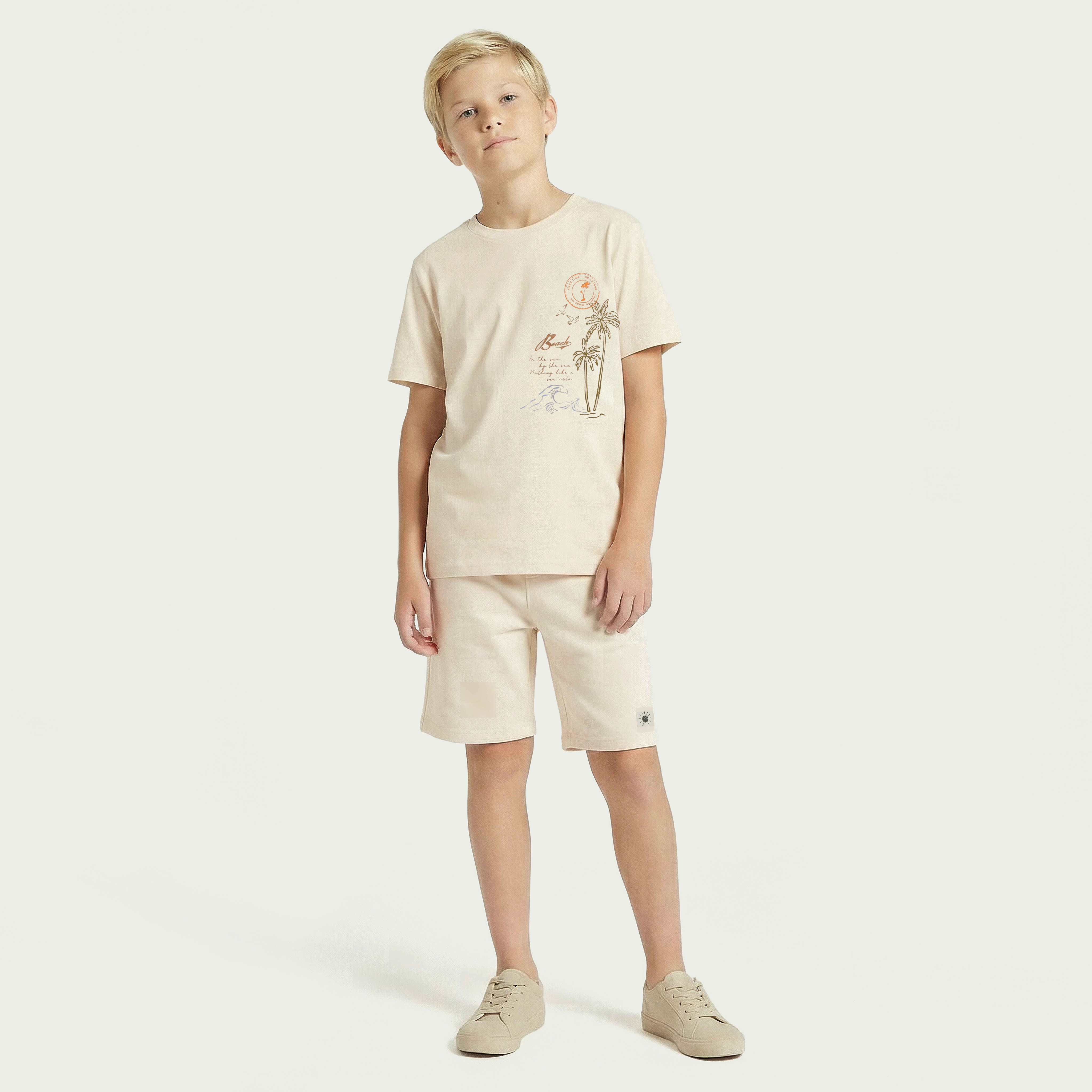 Set of 3 Juniors Crew Neck Short Sleeves T-shirt and Shorts Set with Beach Print-boys-clothing-setsandcoords-image-9