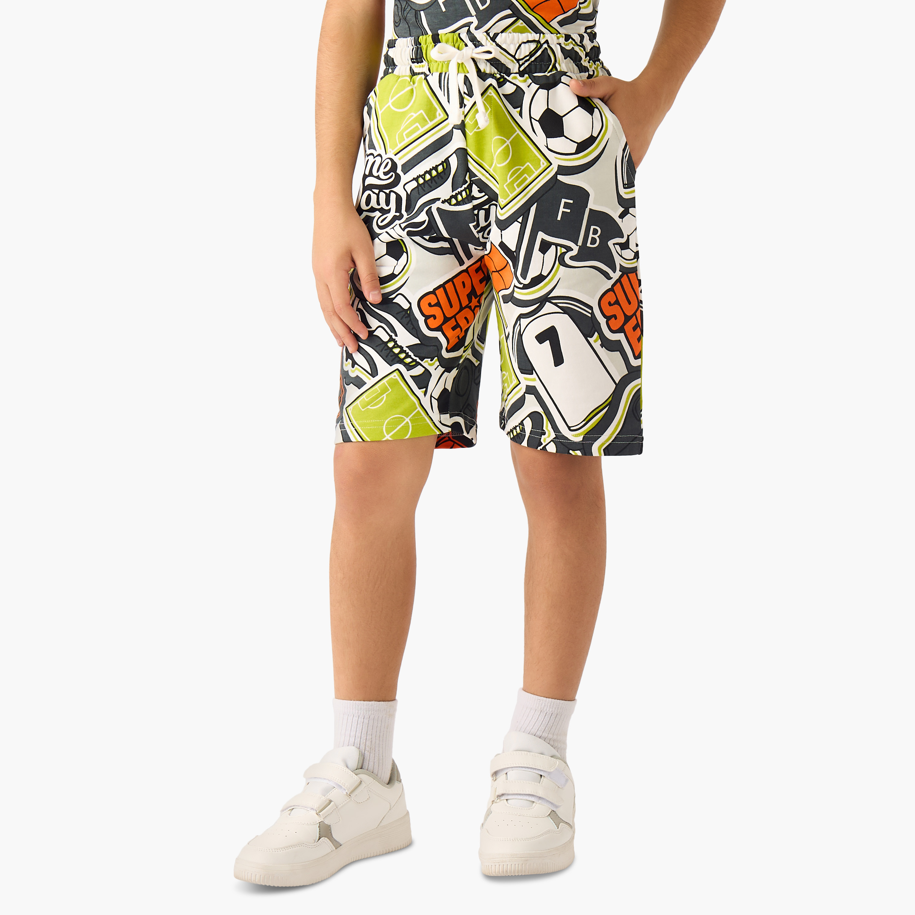 Set of 3 Juniors Crew Neck Short Sleeve T-shirt and Shorts Set with Gaming Print-boys-clothing-setsandcoords-image-5