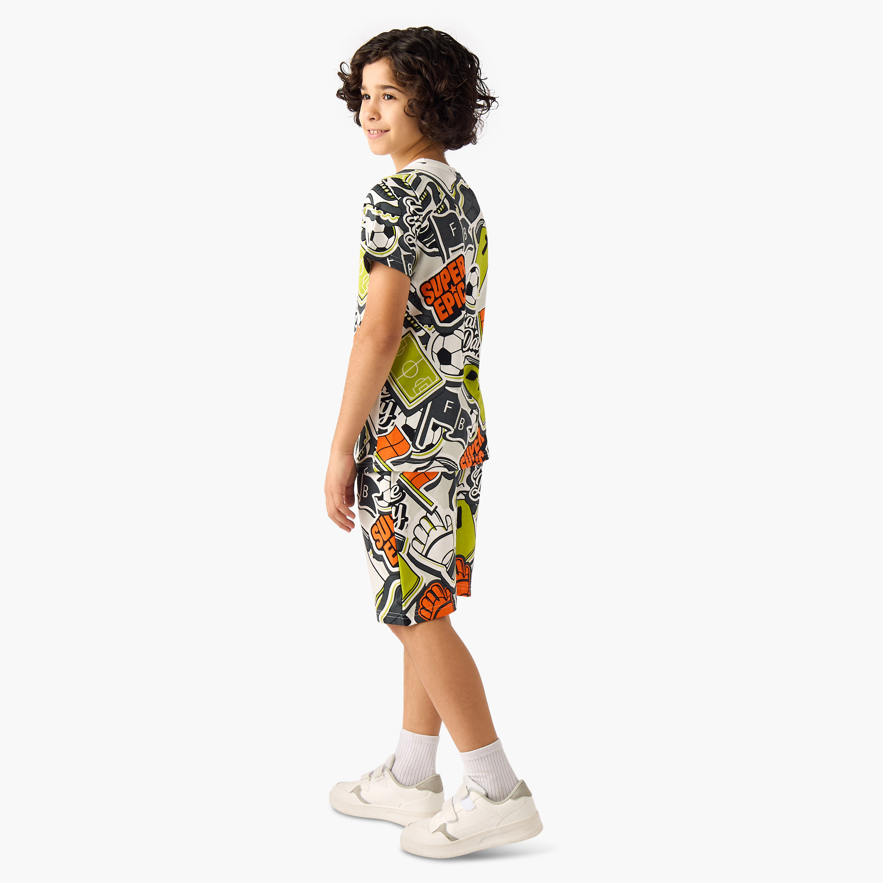 Set of 3 Juniors Crew Neck Short Sleeve T-shirt and Shorts Set with Gaming Print-boys-clothing-setsandcoords-image-6