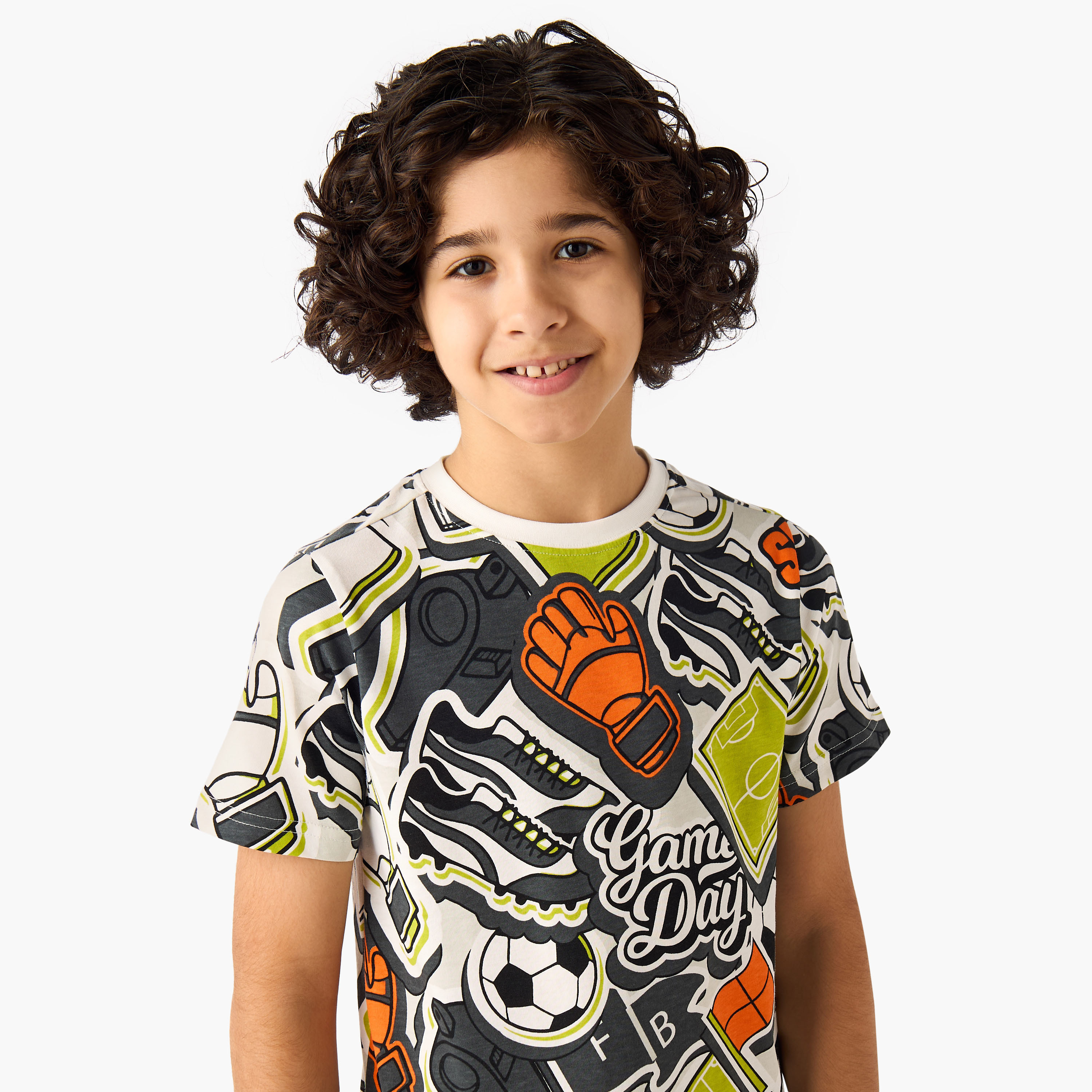 Set of 3 Juniors Crew Neck Short Sleeve T-shirt and Shorts Set with Gaming Print-boys-clothing-setsandcoords-image-7