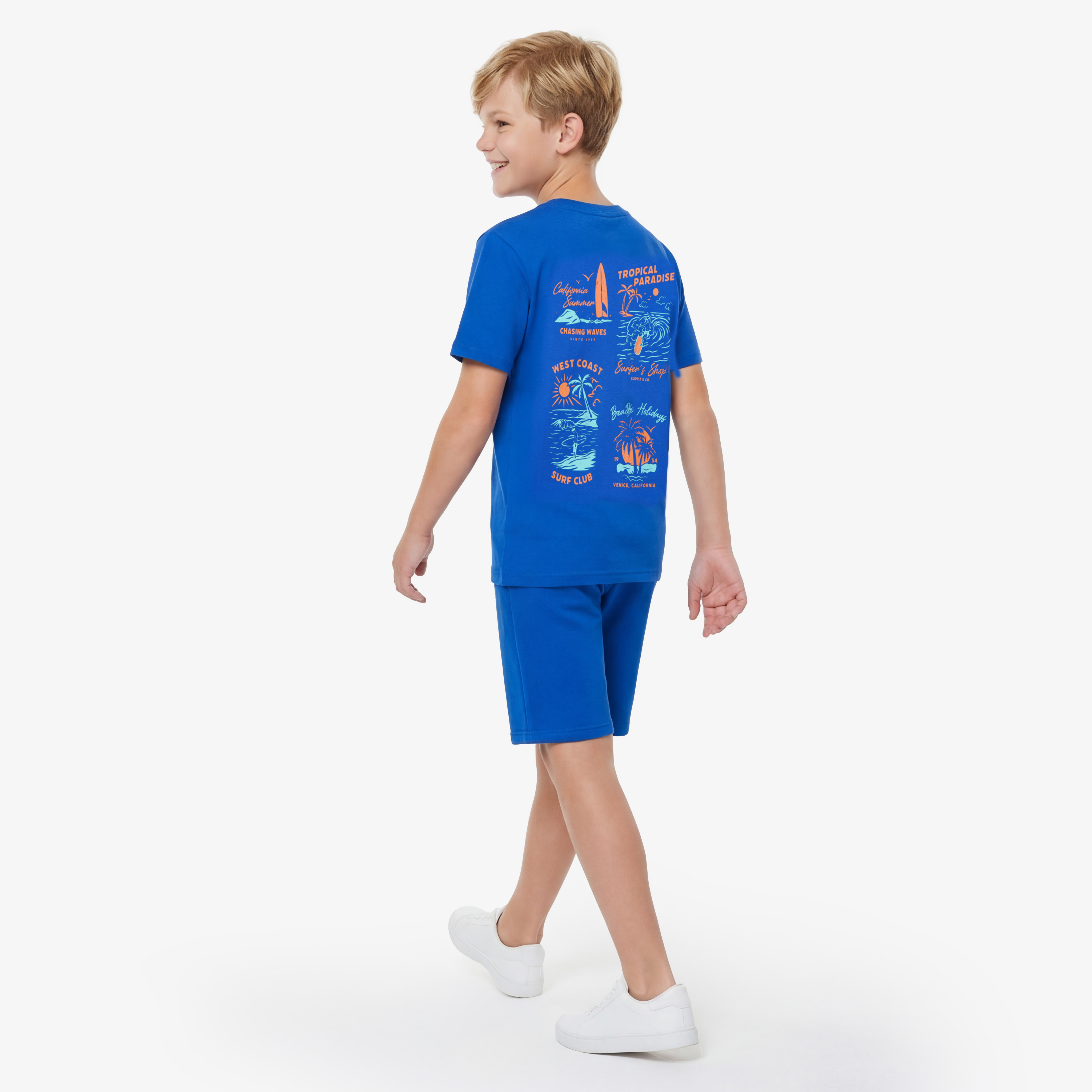 Set of 3 Juniors Crew Neck Short Sleeves T-shirt and Shorts Set with Graphic Print-boys-clothing-setsandcoords-image-4