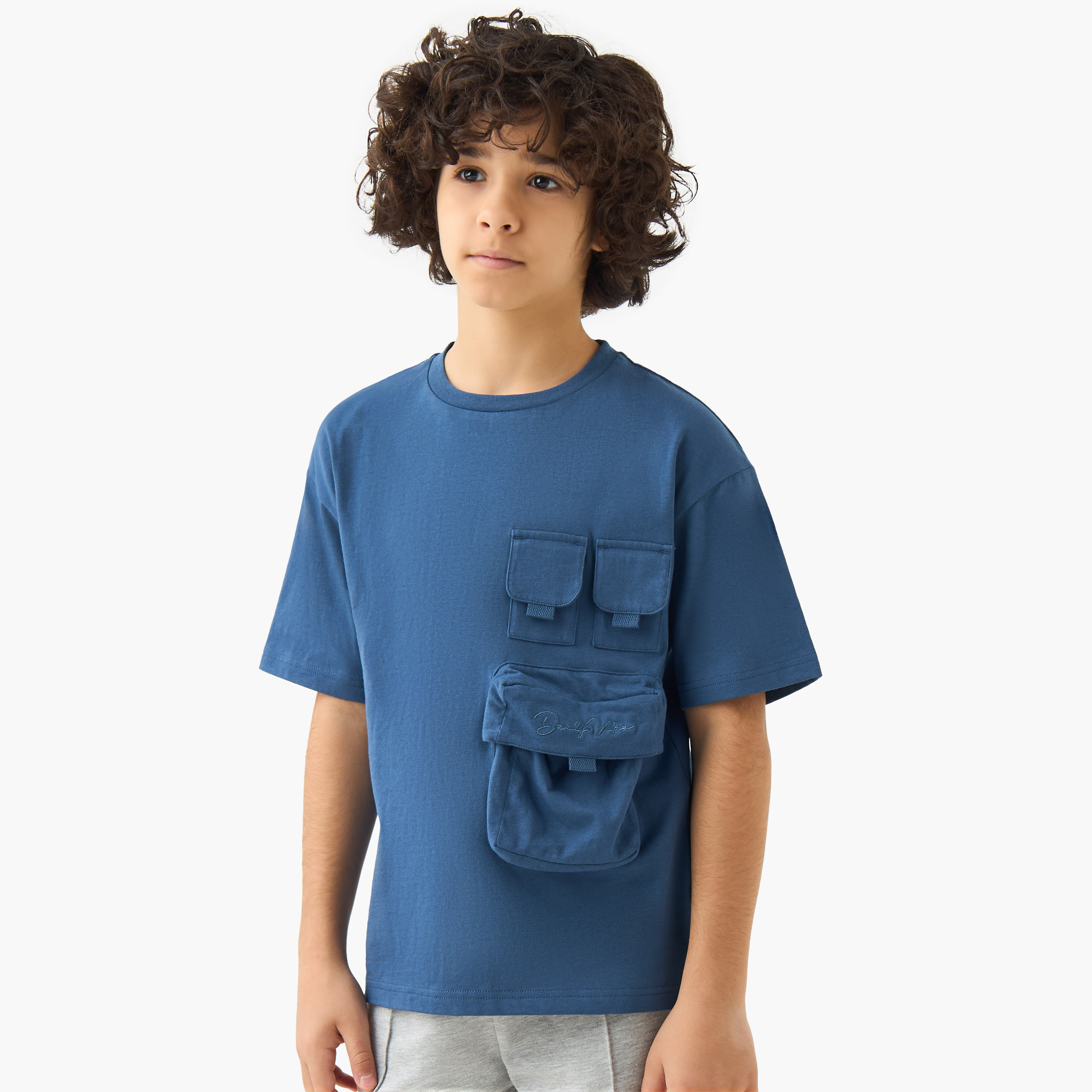 Juniors Crew Neck Short Sleeves T-shirt with Pockets-boys-clothing-tshirtsandpolos-image-1