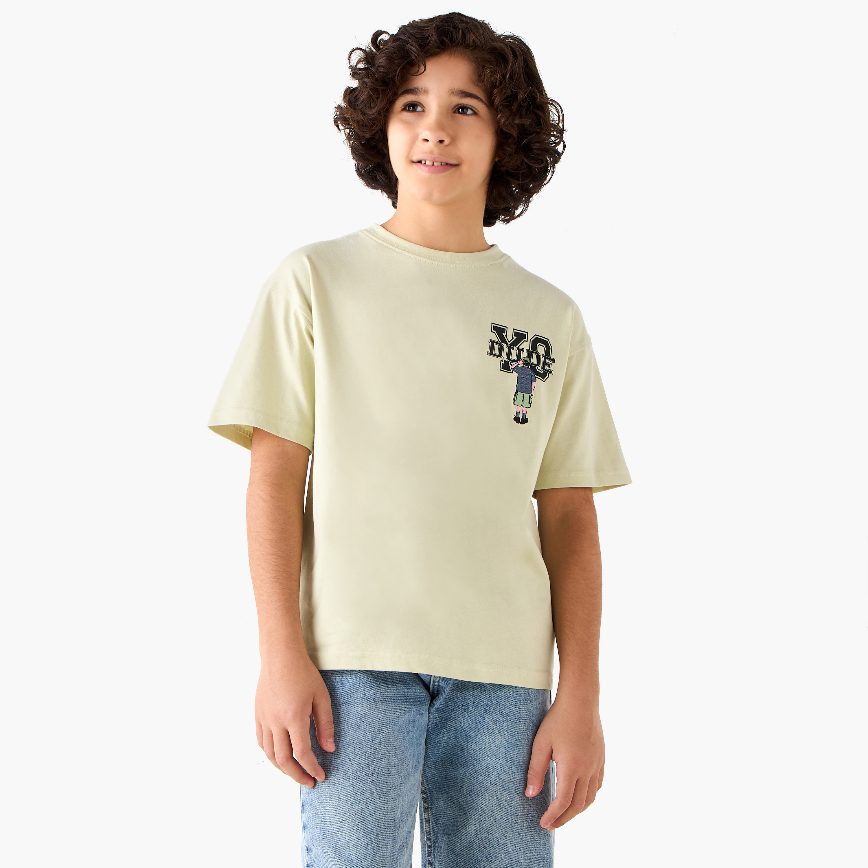 تيشيرت بطبعات جرافيك وياقة ضيقة وأكمام قصيرة من جونيورز-boys-clothing-tshirtsandpolos-image-3