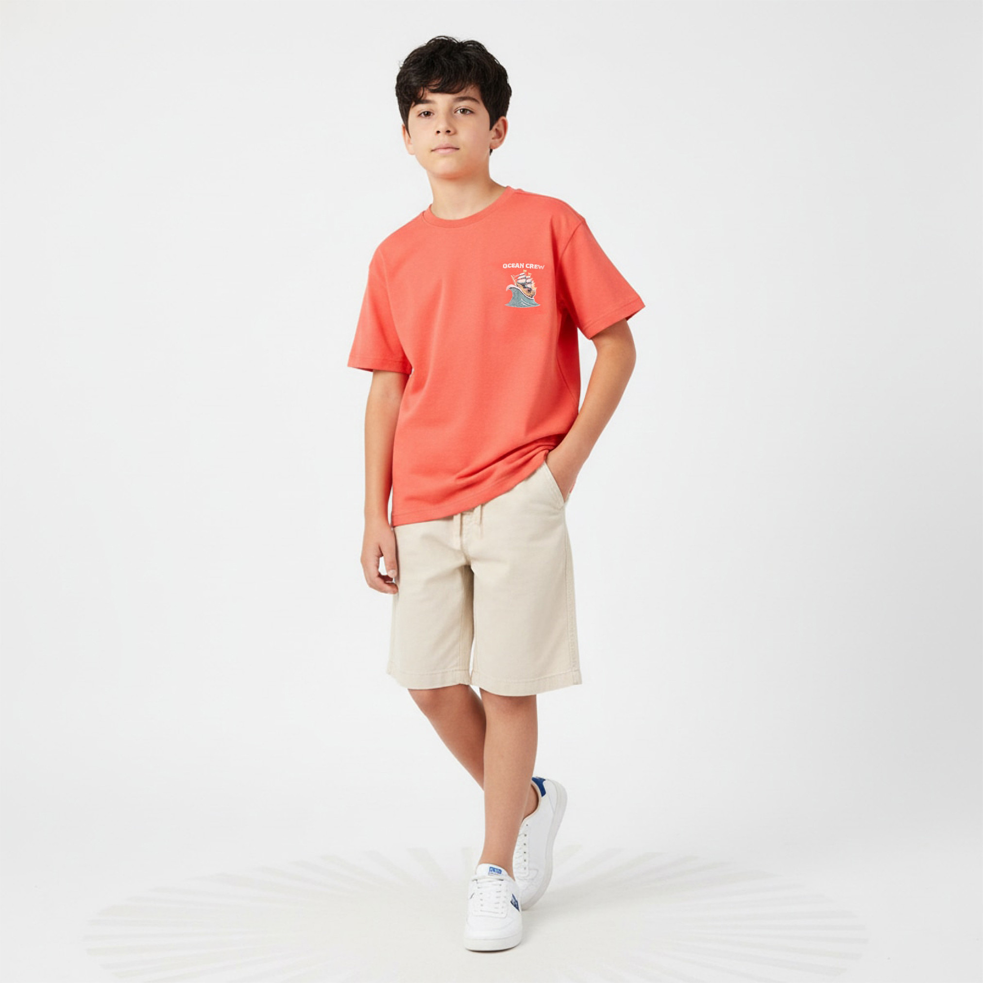 Juniors Crew Neck Short Sleeves T-shirt with Ship Print-boys-clothing-tshirtsandpolos-image-2