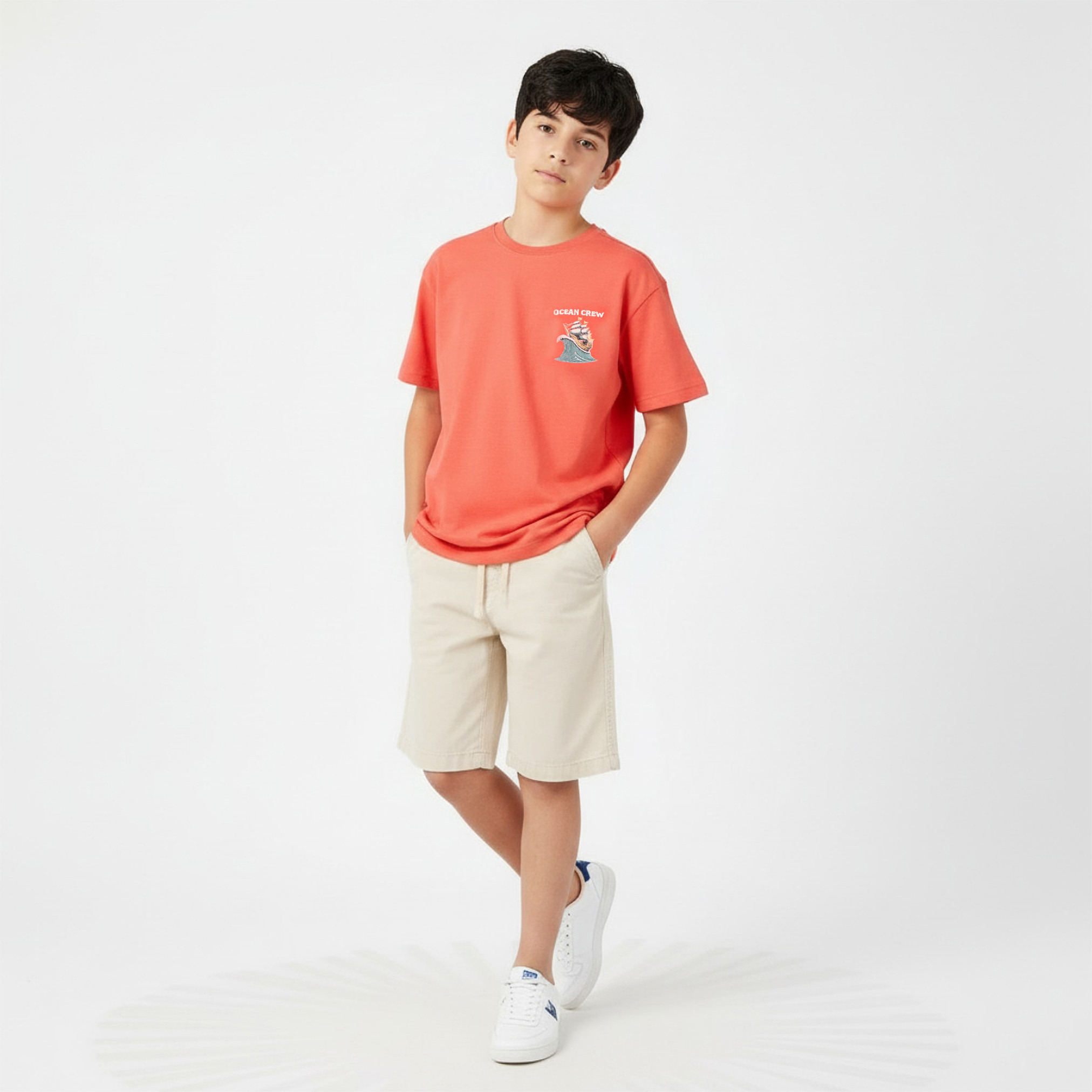 Juniors Crew Neck Short Sleeves T-shirt with Ship Print-boys-clothing-tshirtsandpolos-image-5
