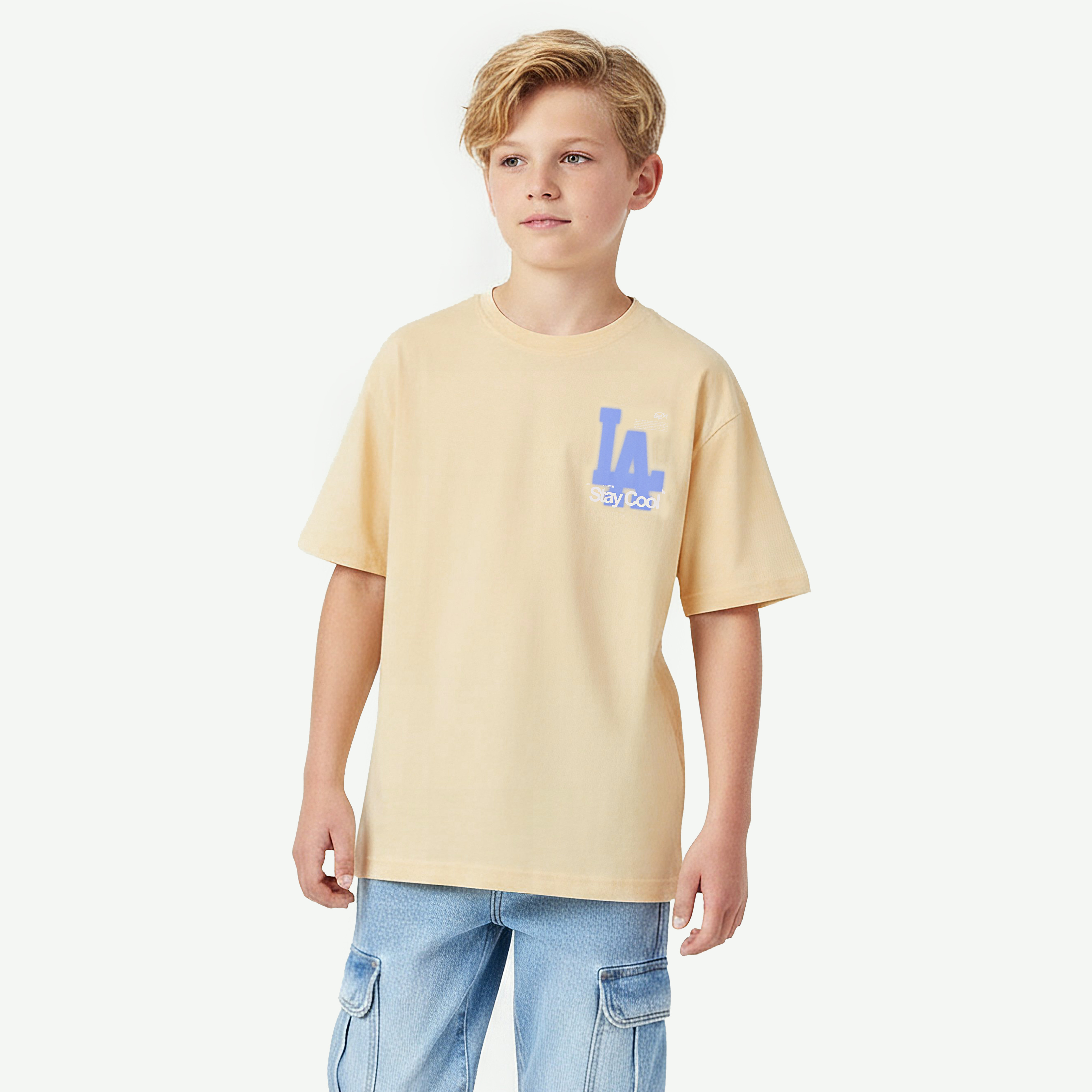 Juniors Crew Neck Short Sleeves T-shirt with Los Angeles Print-boys-clothing-tshirtsandpolos-image-1