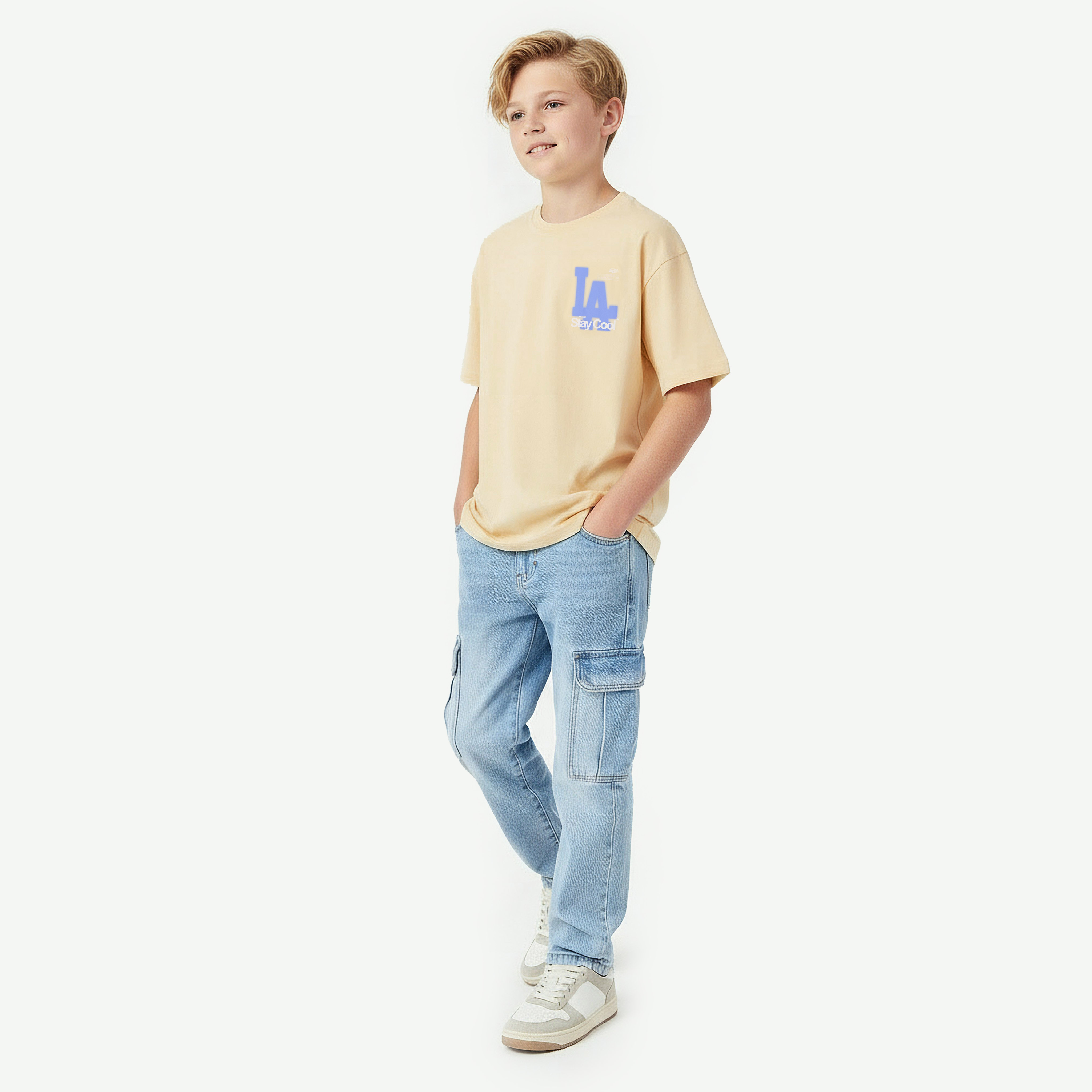 Juniors Crew Neck Short Sleeves T-shirt with Los Angeles Print-boys-clothing-tshirtsandpolos-image-2