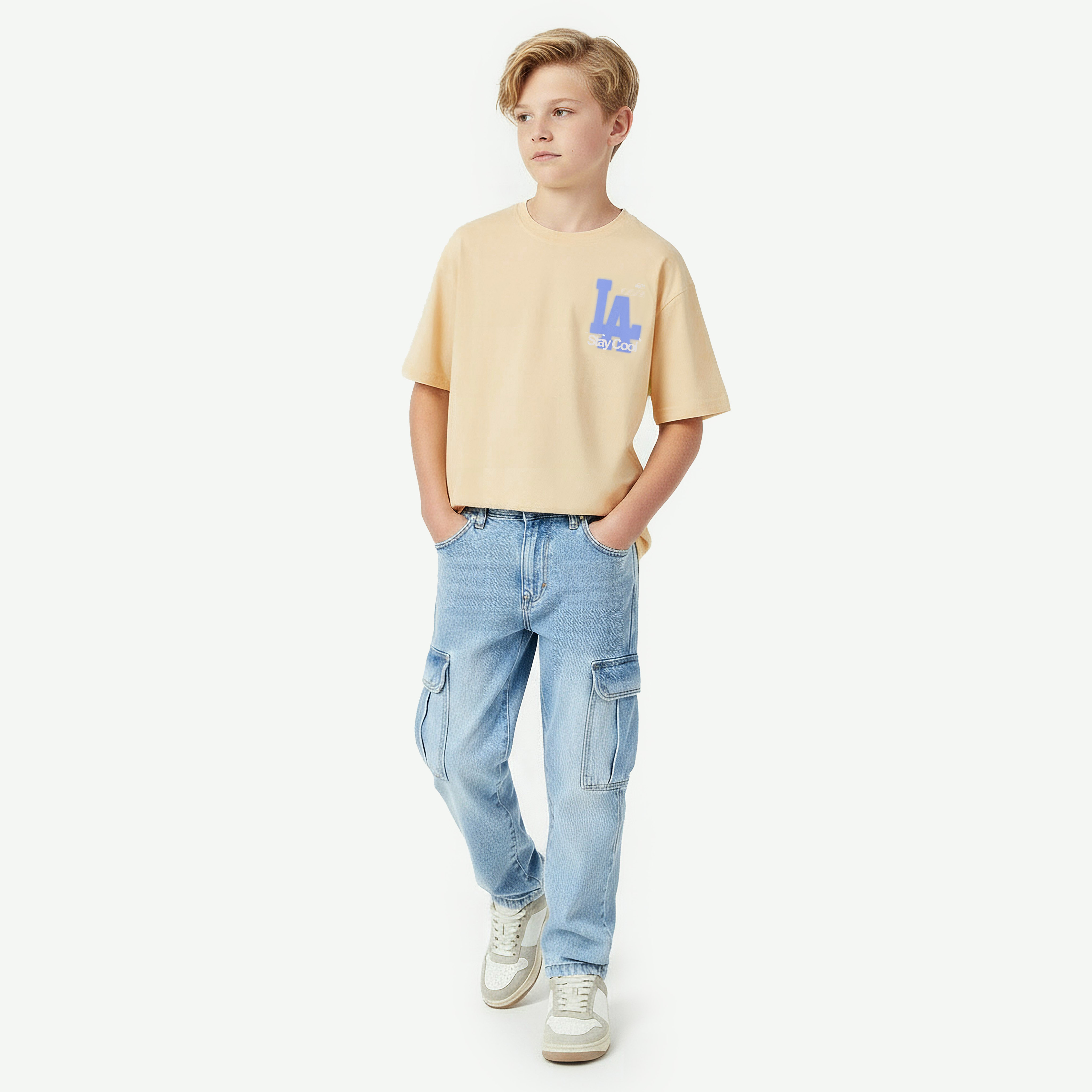 Juniors Crew Neck Short Sleeves T-shirt with Los Angeles Print-boys-clothing-tshirtsandpolos-image-5
