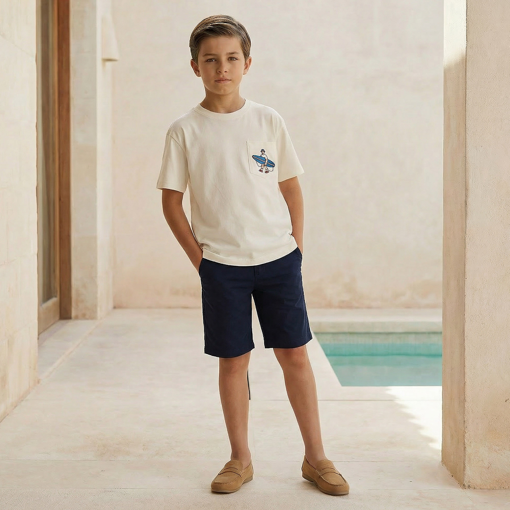 Juniors Crew Neck Short Sleeves T-shirt with Chest Embroidery-boys-clothing-tshirtsandpolos-image-2