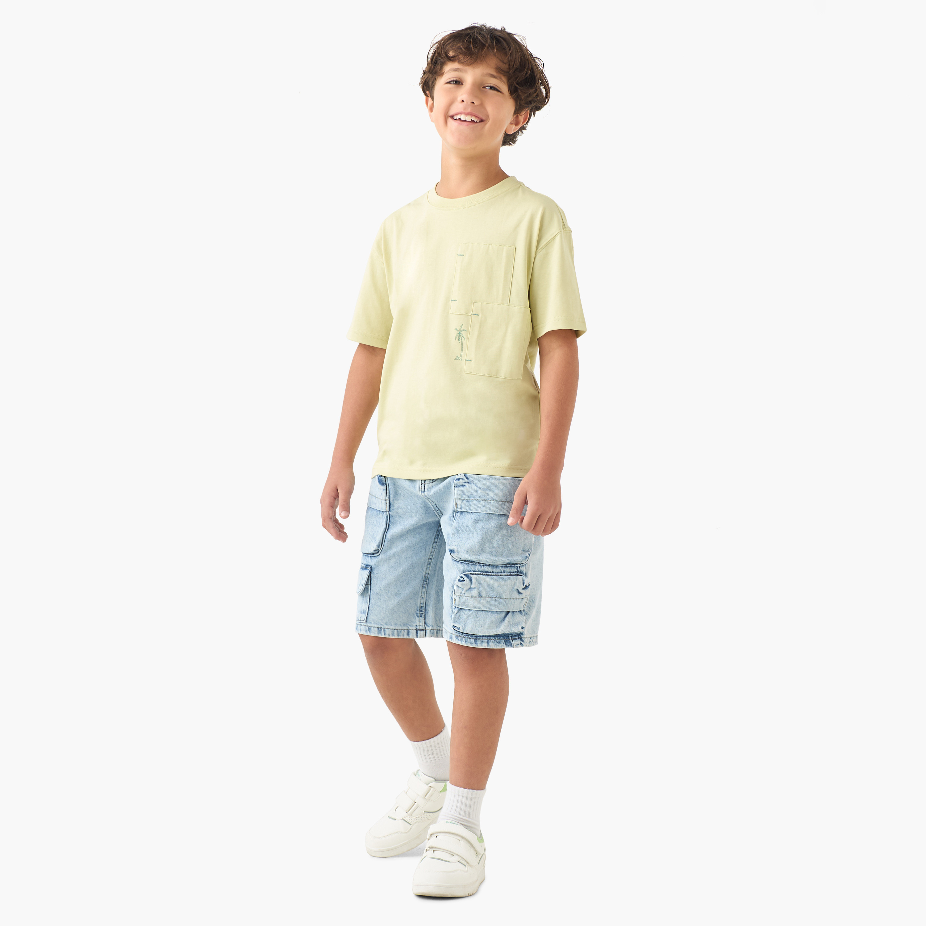 Juniors Crew Neck Short Sleeves T-shirt with Palm Tree Print-boys-clothing-tshirtsandpolos-image-2