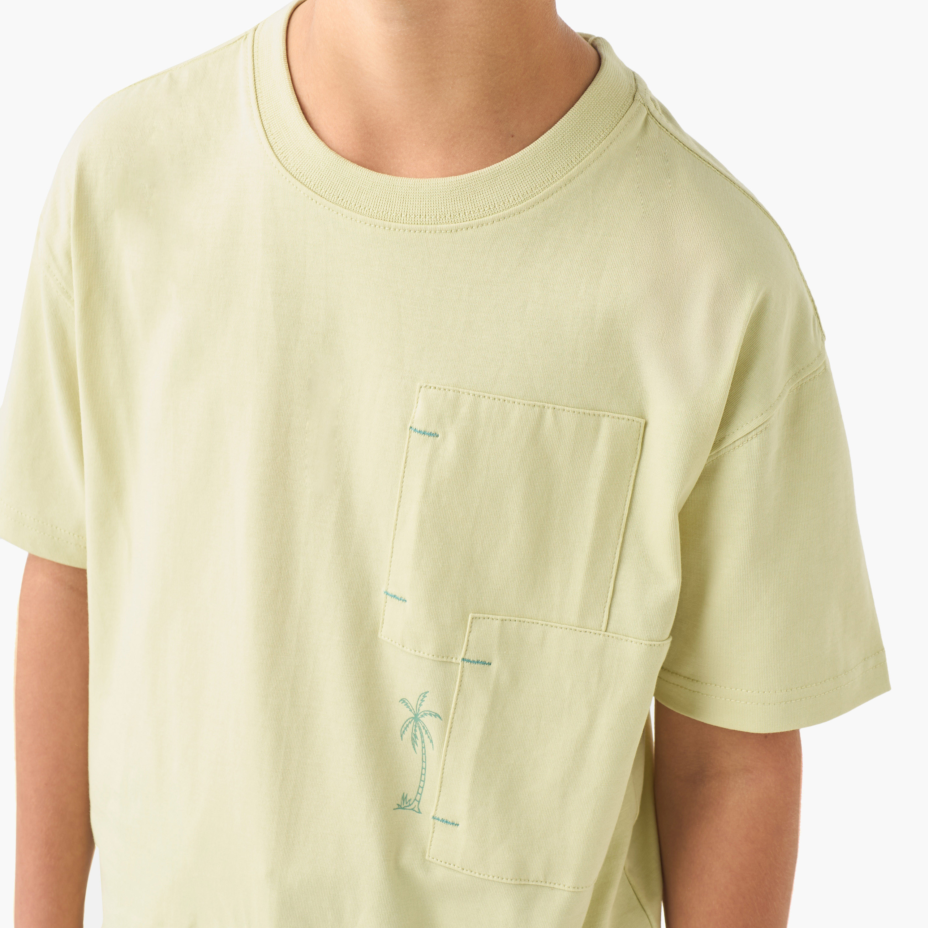 Juniors Crew Neck Short Sleeves T-shirt with Palm Tree Print-boys-clothing-tshirtsandpolos-image-4