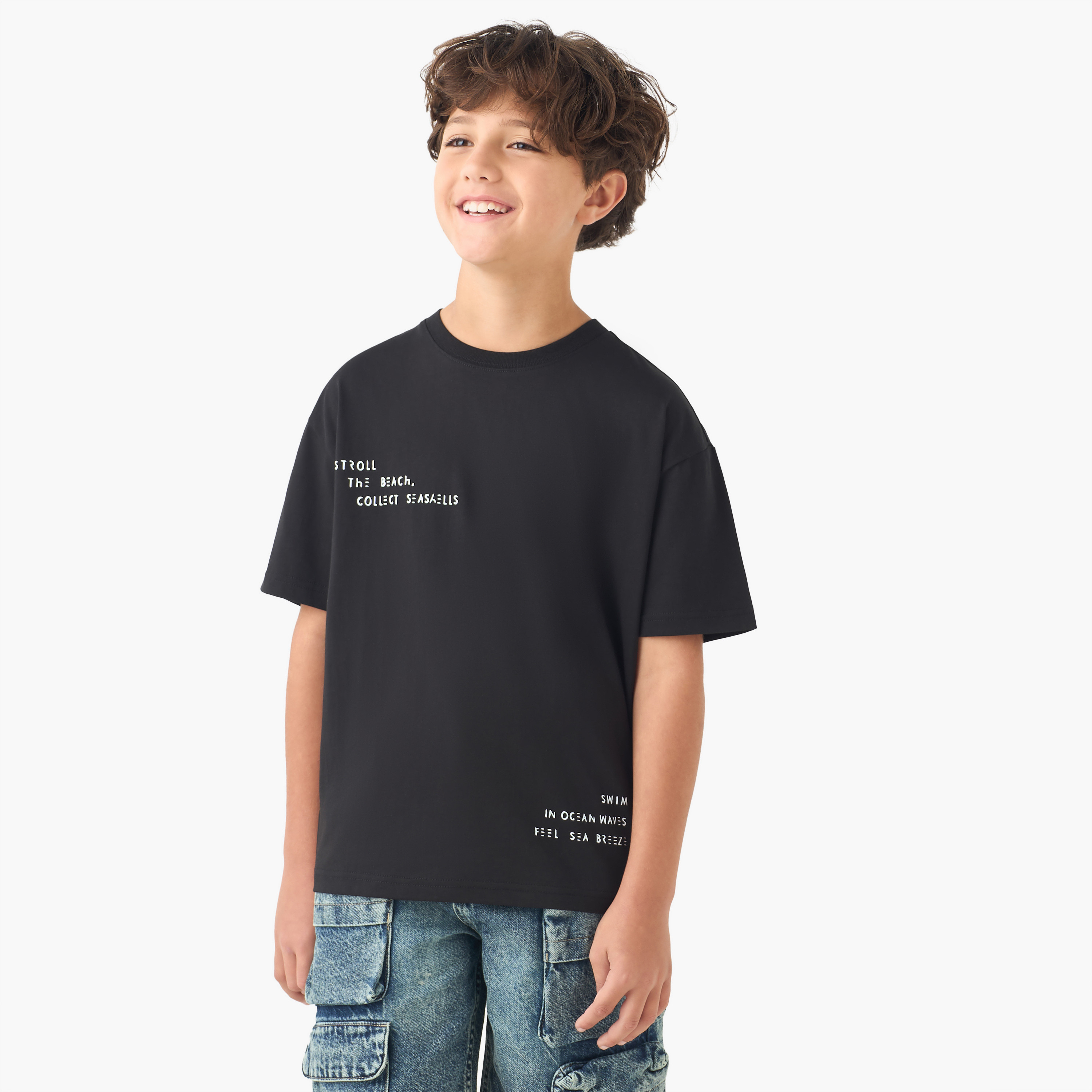 Juniors Crew Neck Short Sleeves T-Shirt with Graphic Print-boys-clothing-tshirtsandpolos-image-1
