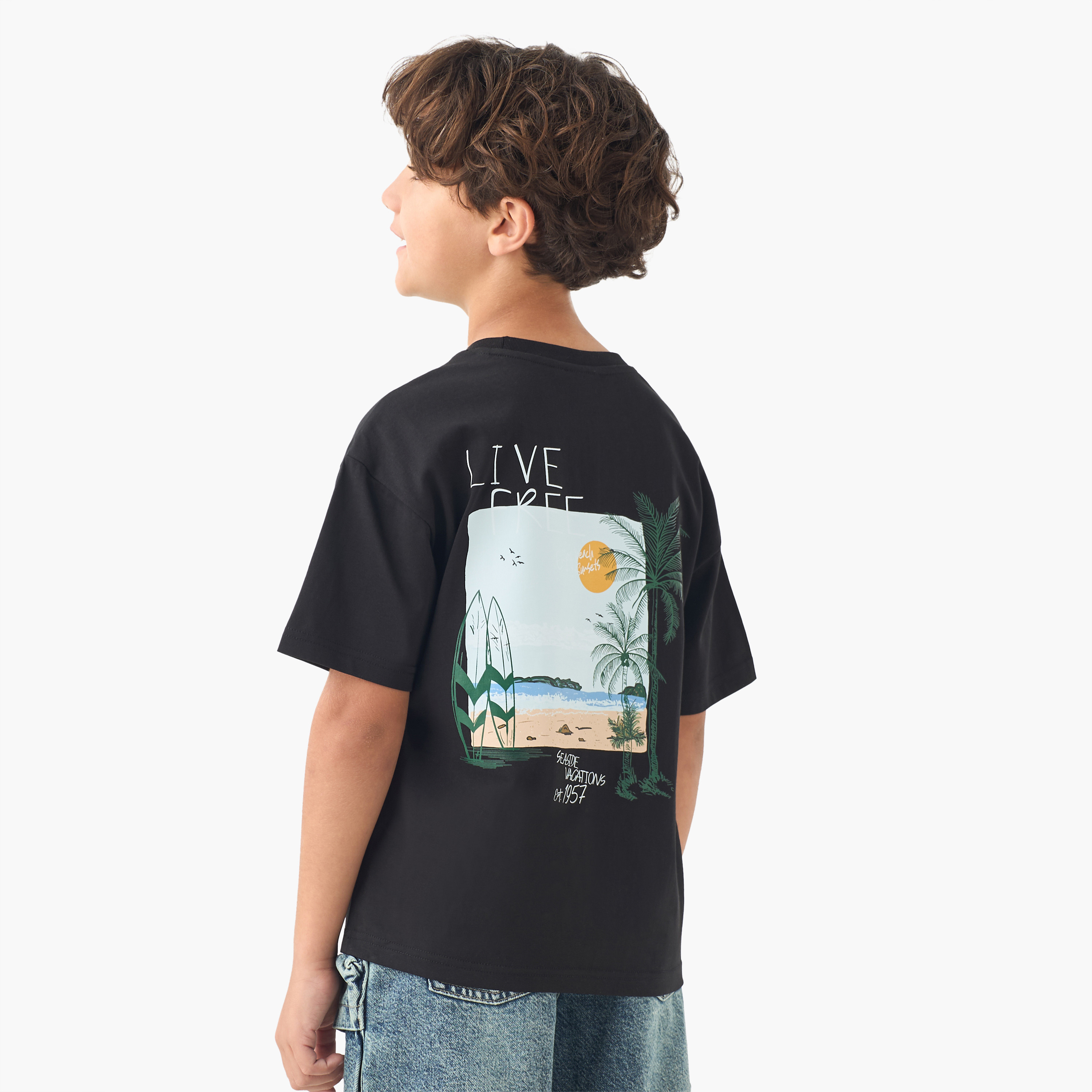 Juniors Crew Neck Short Sleeves T-Shirt with Graphic Print-boys-clothing-tshirtsandpolos-image-3