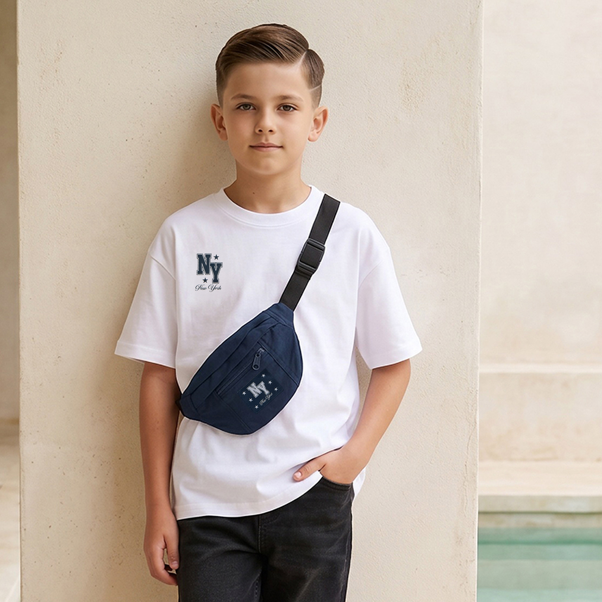 Juniors Crew Neck Short Sleeves T-shirt with Bag Applique-boys-clothing-tshirtsandpolos-image-1