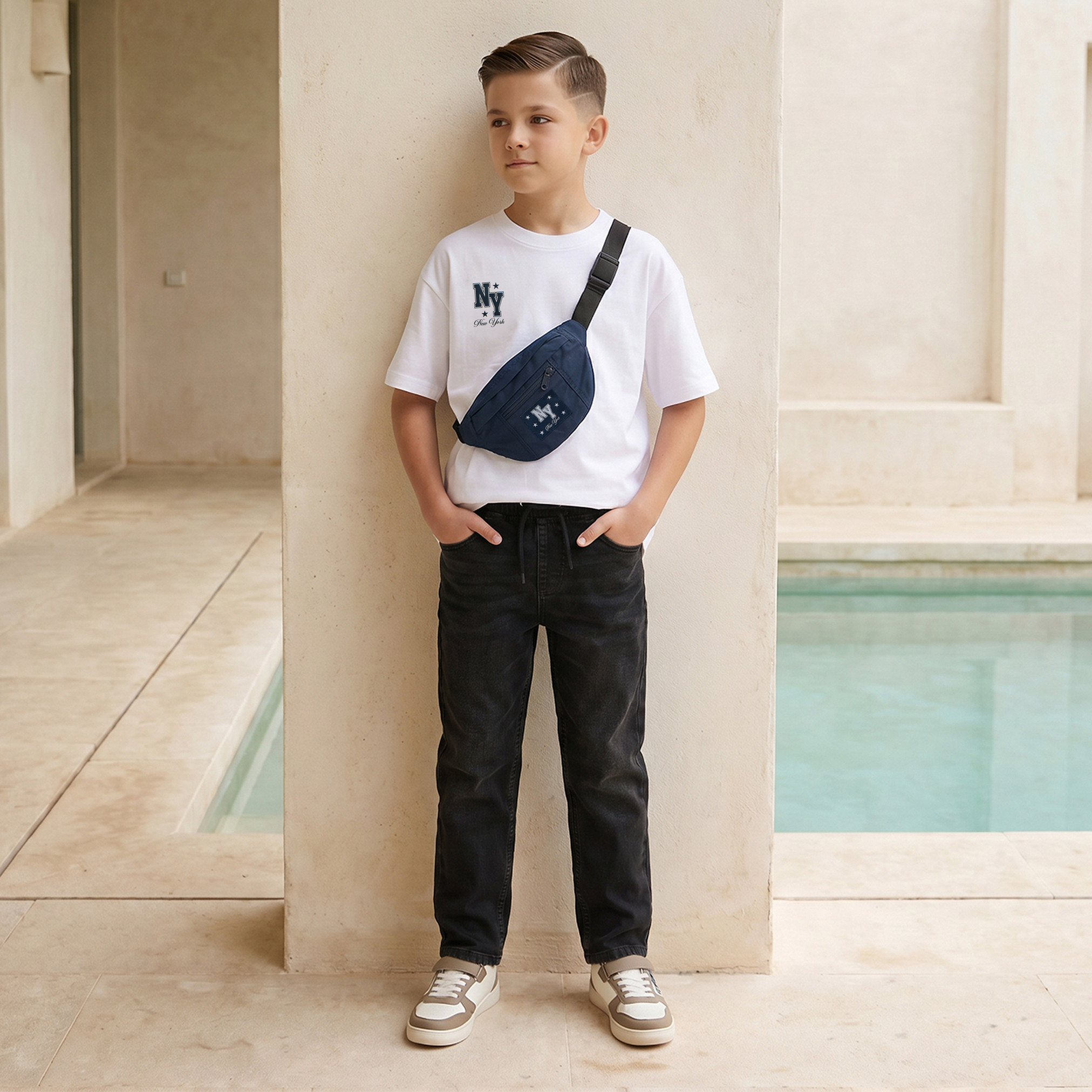 Juniors Crew Neck Short Sleeves T-shirt with Bag Applique-boys-clothing-tshirtsandpolos-image-2