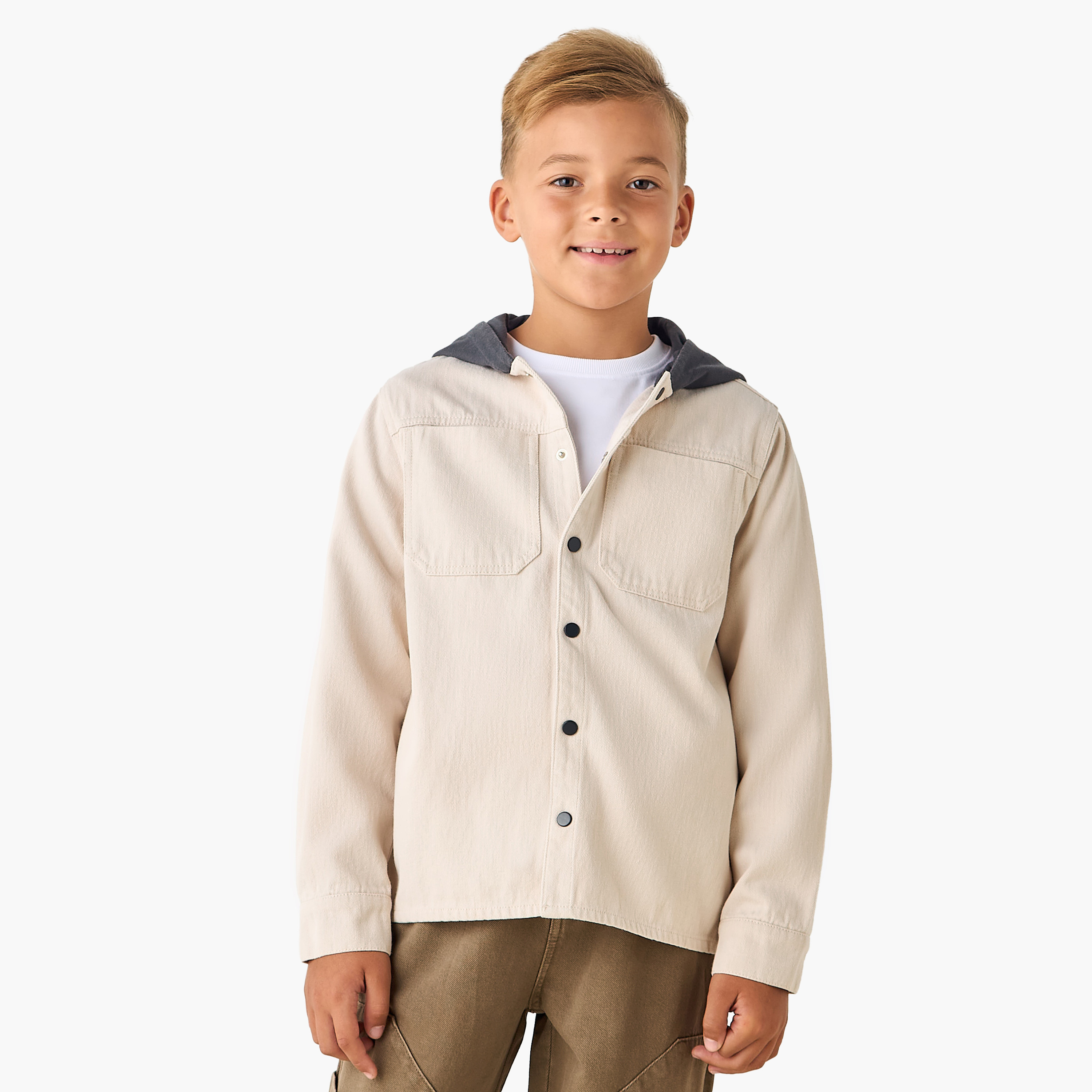 Juniors Long Sleeves Shirt with Hood-boys-clothing-shirts-image-1