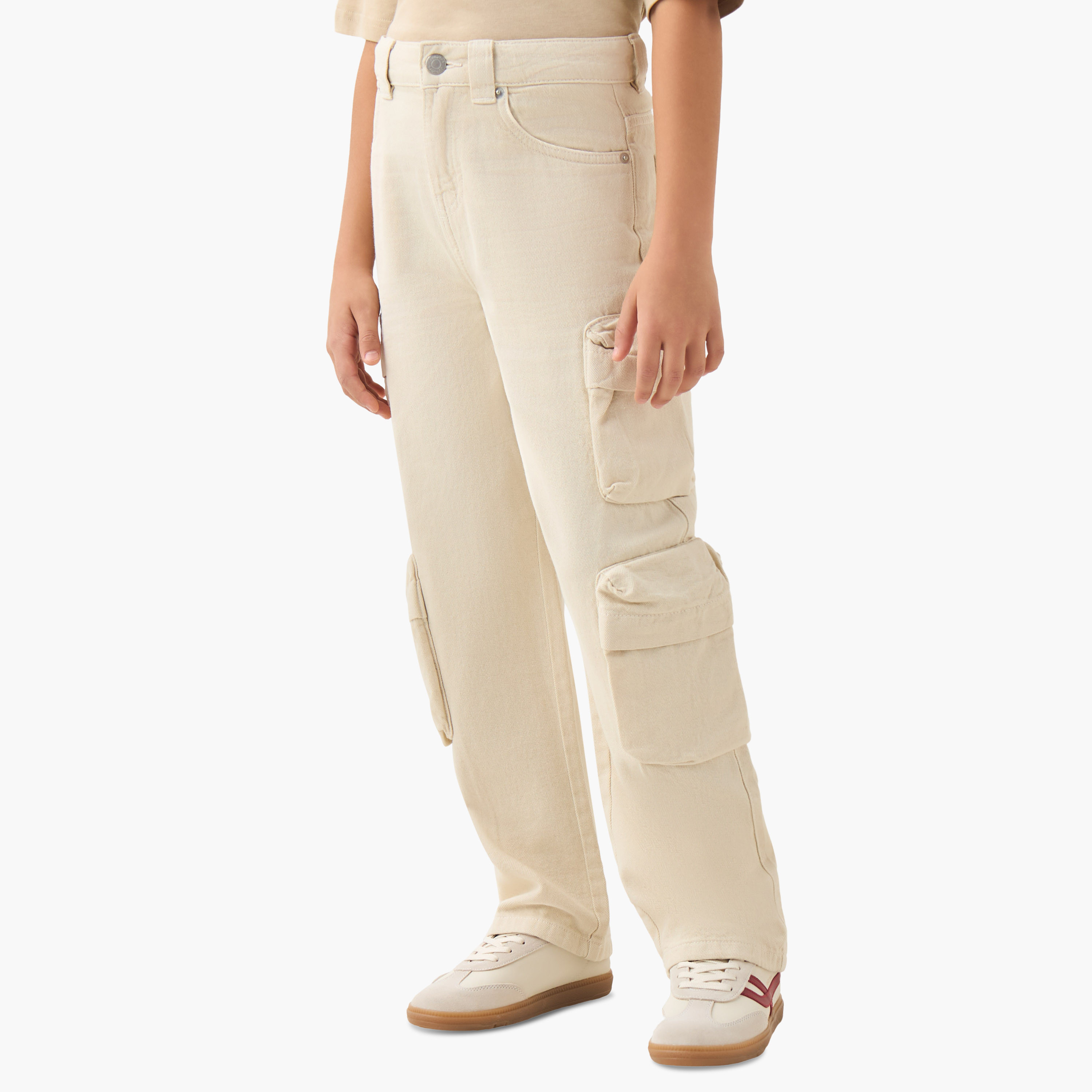 Juniors Cargo Trousers with Button Waist-boys-clothing-bottoms-trousers-image-1