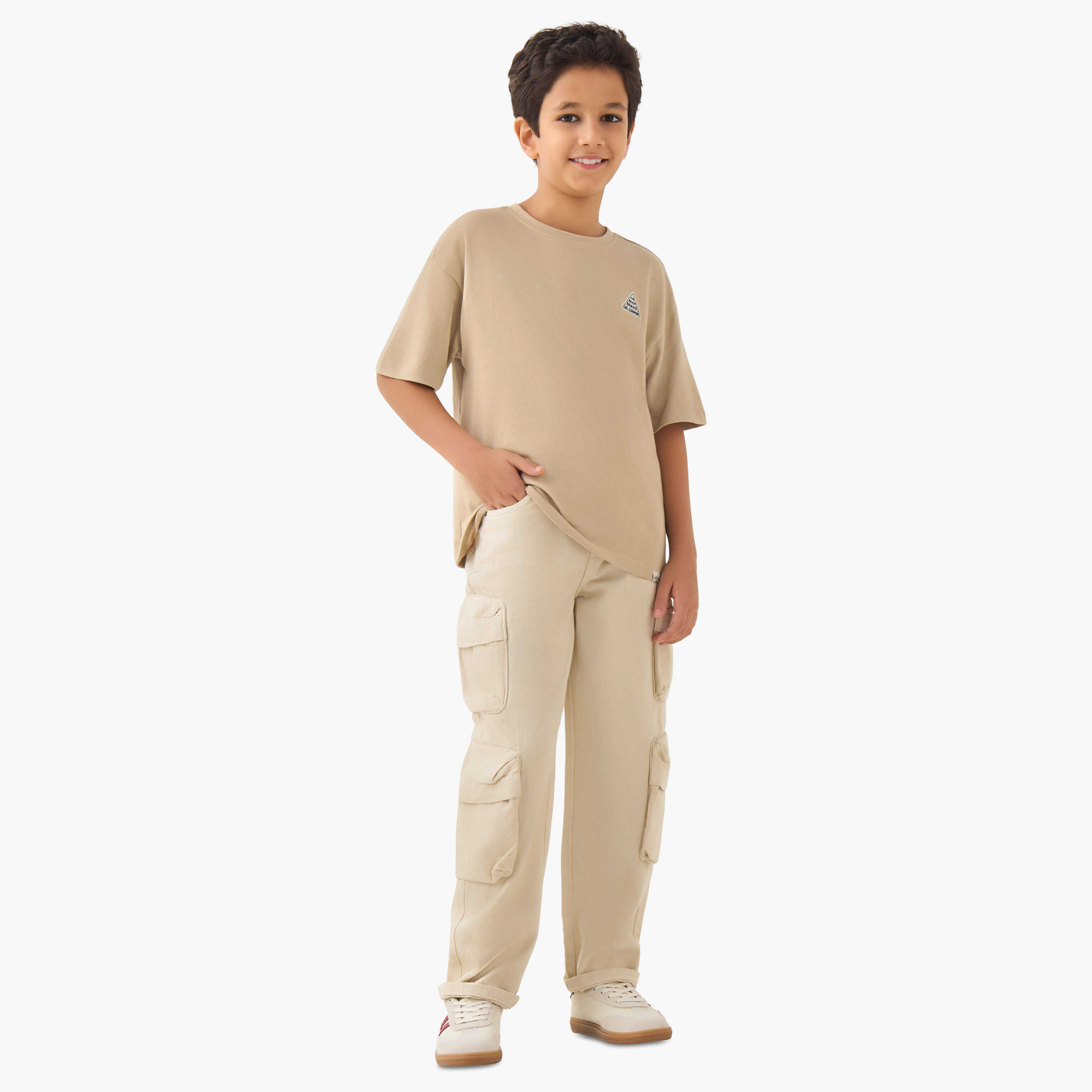 Juniors Cargo Trousers with Button Waist-boys-clothing-bottoms-trousers-image-2