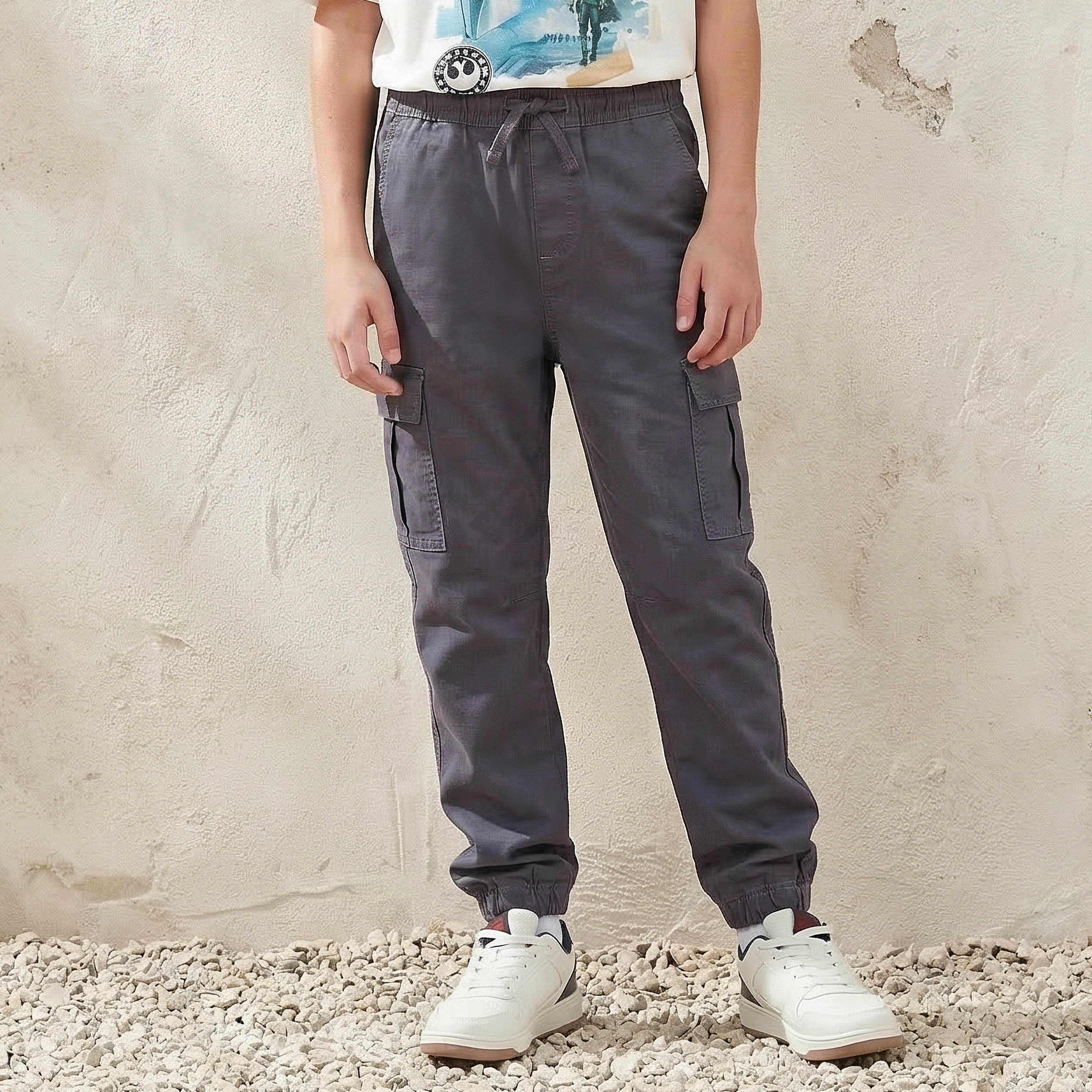 Juniors Jogger Trousers with Cargo Pockets, Elasticated Drawstring-boys-clothing-bottoms-joggersandtrackpants-image-1