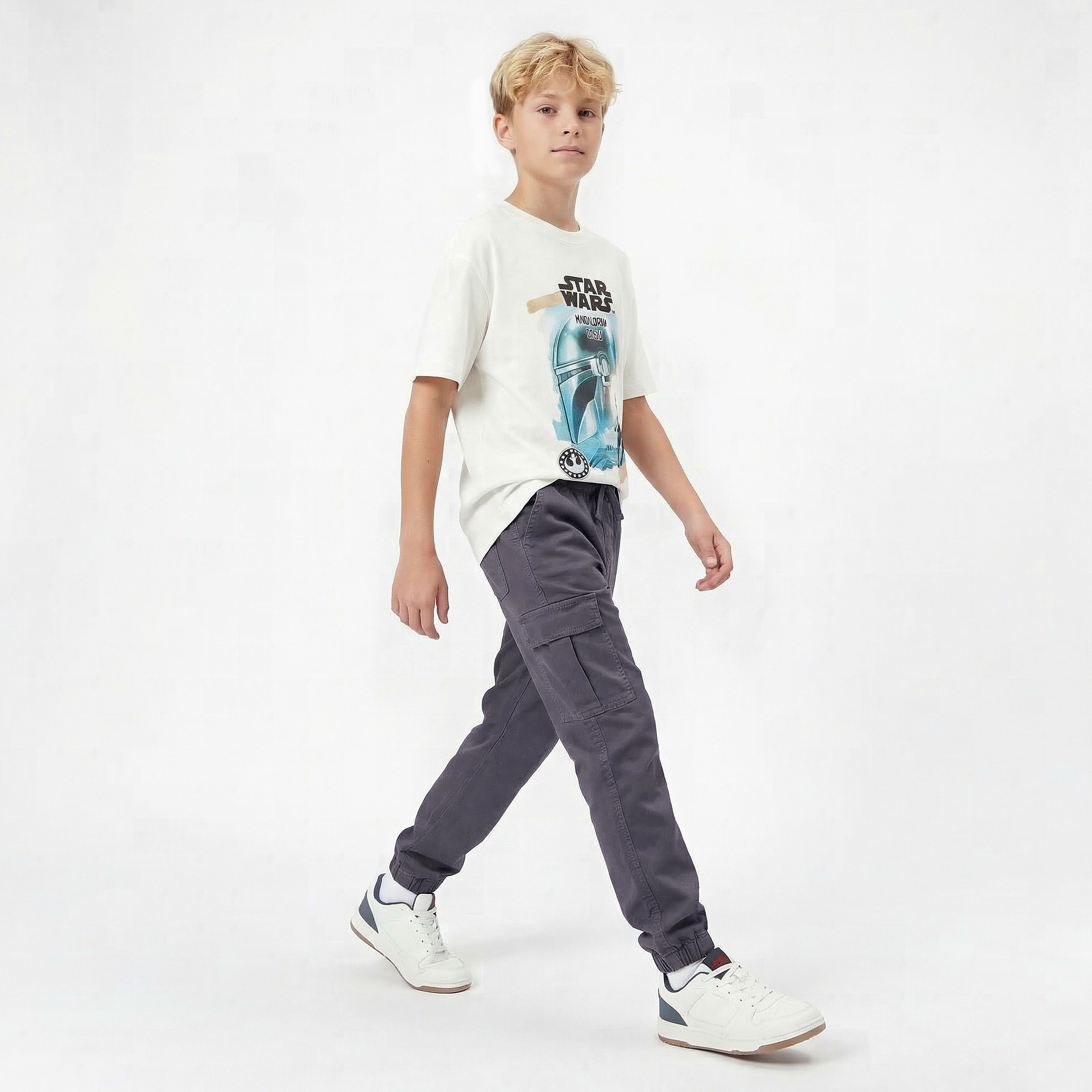 Juniors Jogger Trousers with Cargo Pockets, Elasticated Drawstring-boys-clothing-bottoms-joggersandtrackpants-image-2