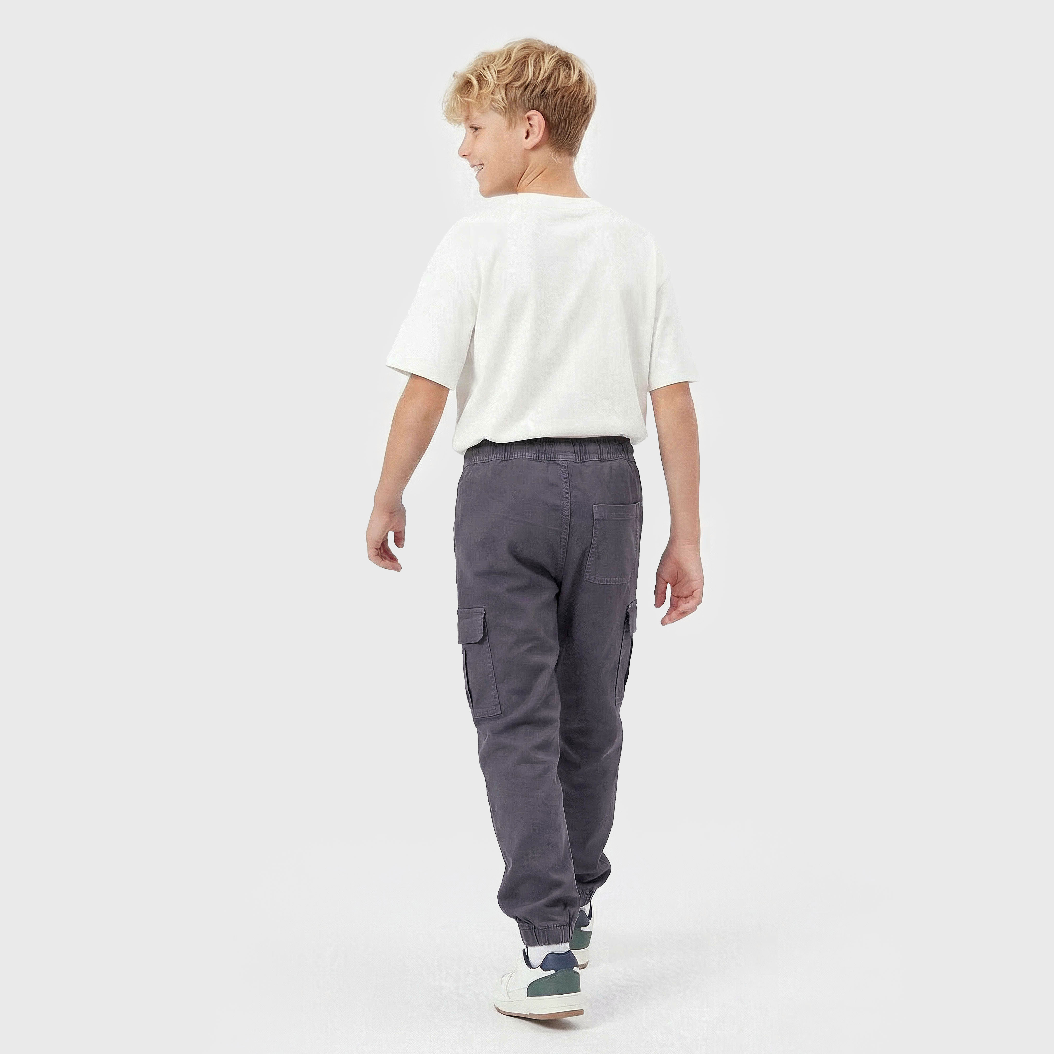 Juniors Jogger Trousers with Cargo Pockets, Elasticated Drawstring-boys-clothing-bottoms-joggersandtrackpants-image-3