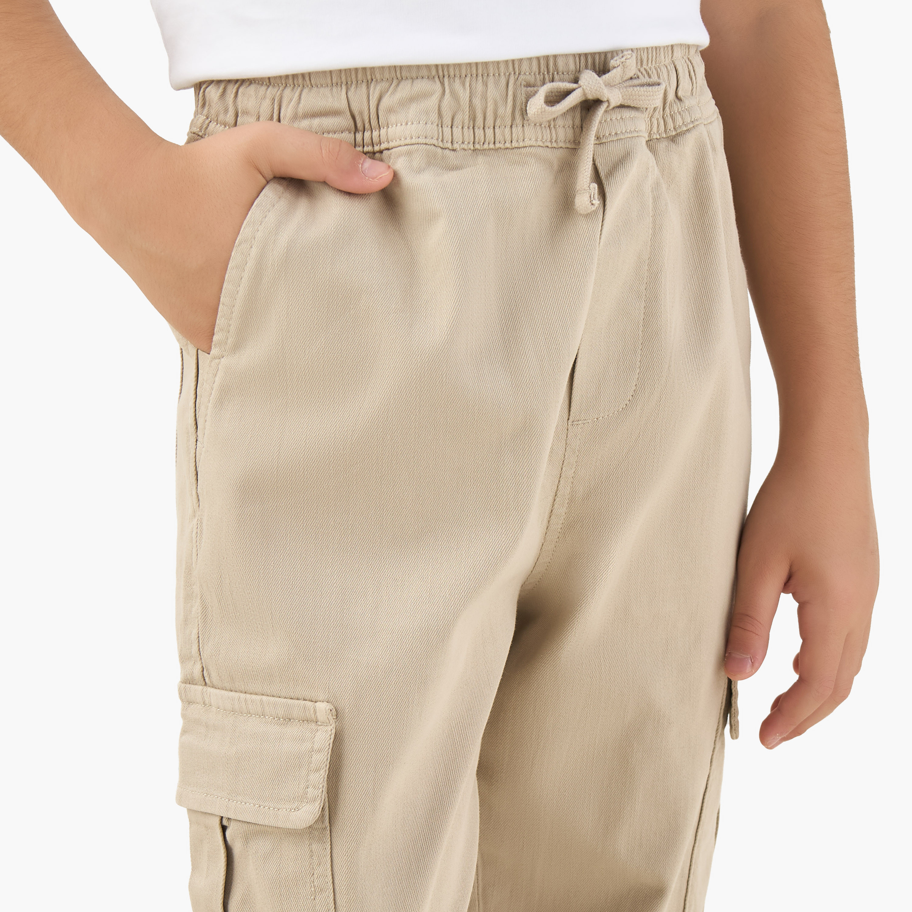 بنطلون بجيوب بطية ورباط خصر مطاطي من جونيورز-girls-clothing-bottoms-trousers-image-2