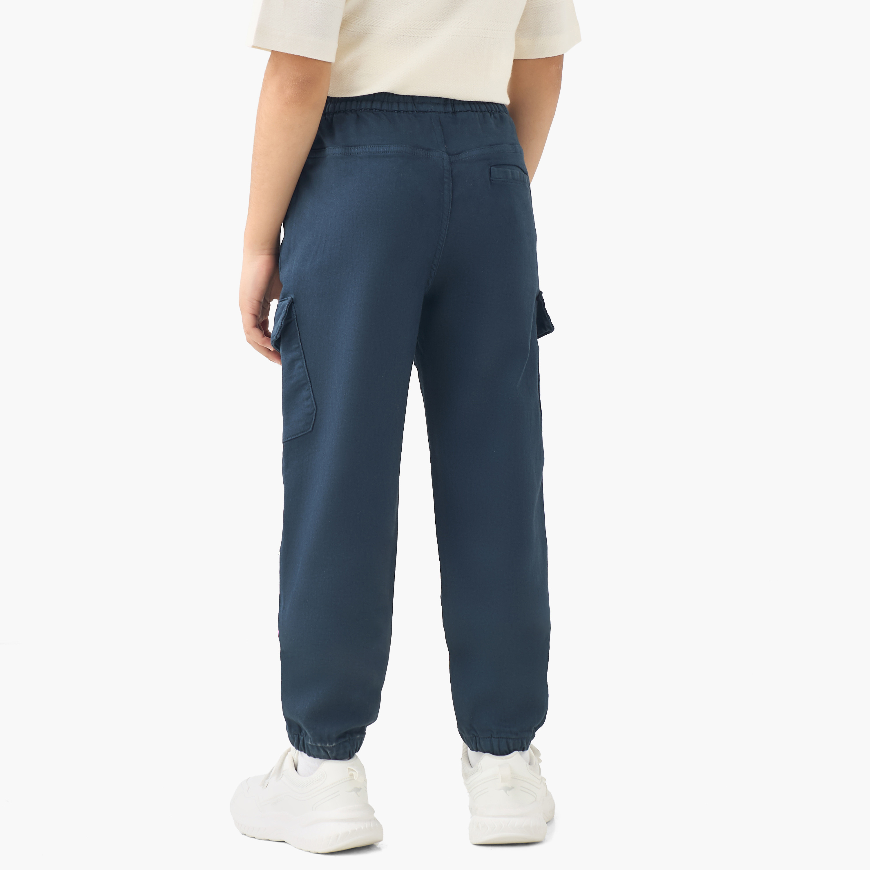 Juniors Trousers with Flap Pockets- Elasticated Drawstring Waist-girls-clothing-bottoms-trousers-image-3