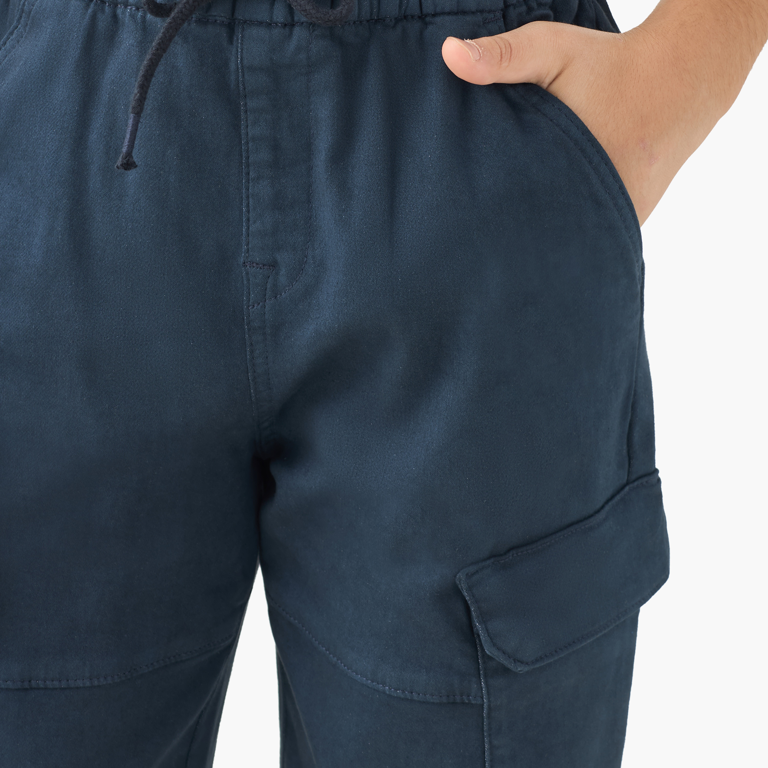 Juniors Trousers with Flap Pockets- Elasticated Drawstring Waist-girls-clothing-bottoms-trousers-image-4