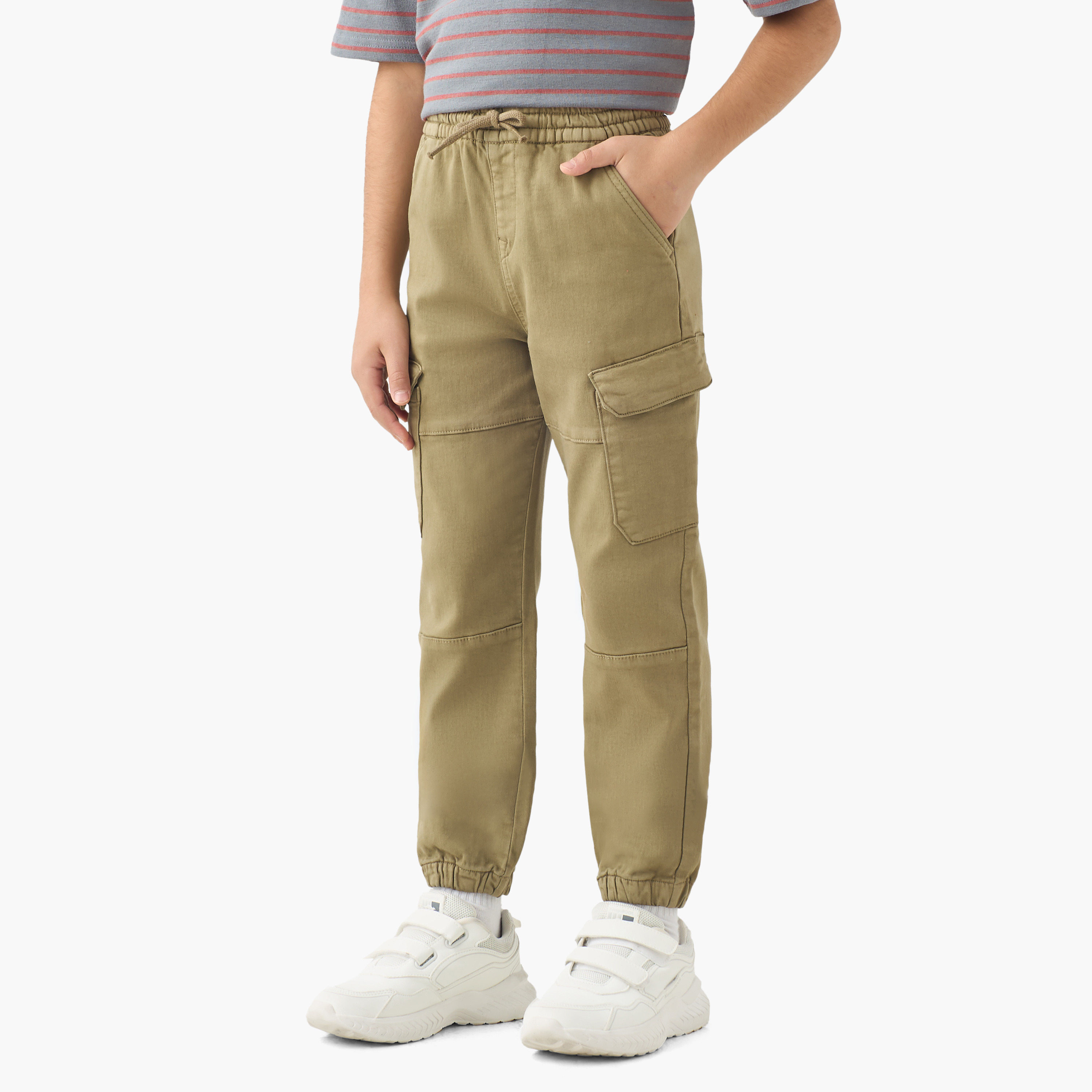 Juniors Trousers with Flap Pockets -Elasticated Drawstring Waist-girls-clothing-bottoms-trousers-image-2