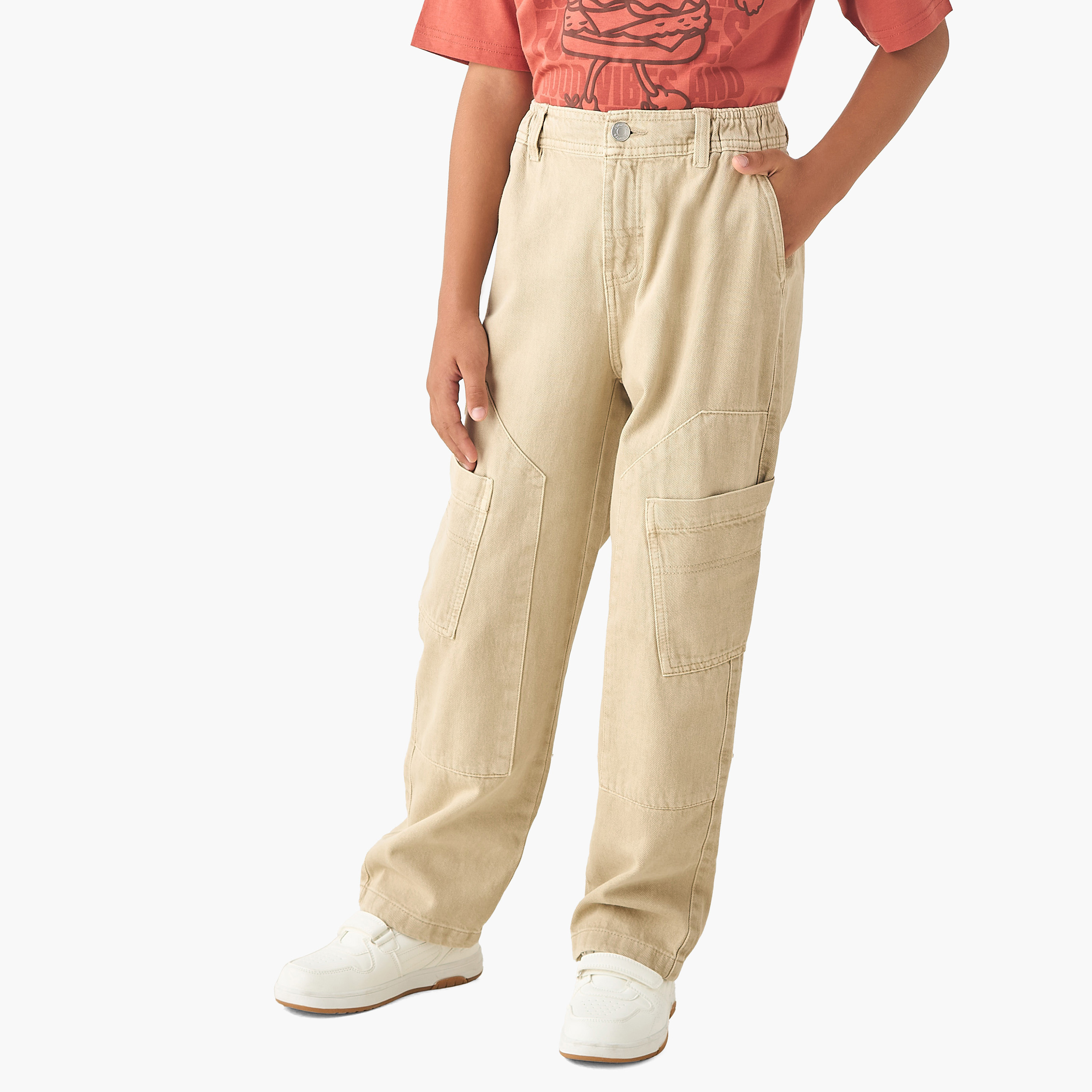 بنطلون كارجو بزر إغلاق من جونيورز-boys-clothing-bottoms-trousers-image-5