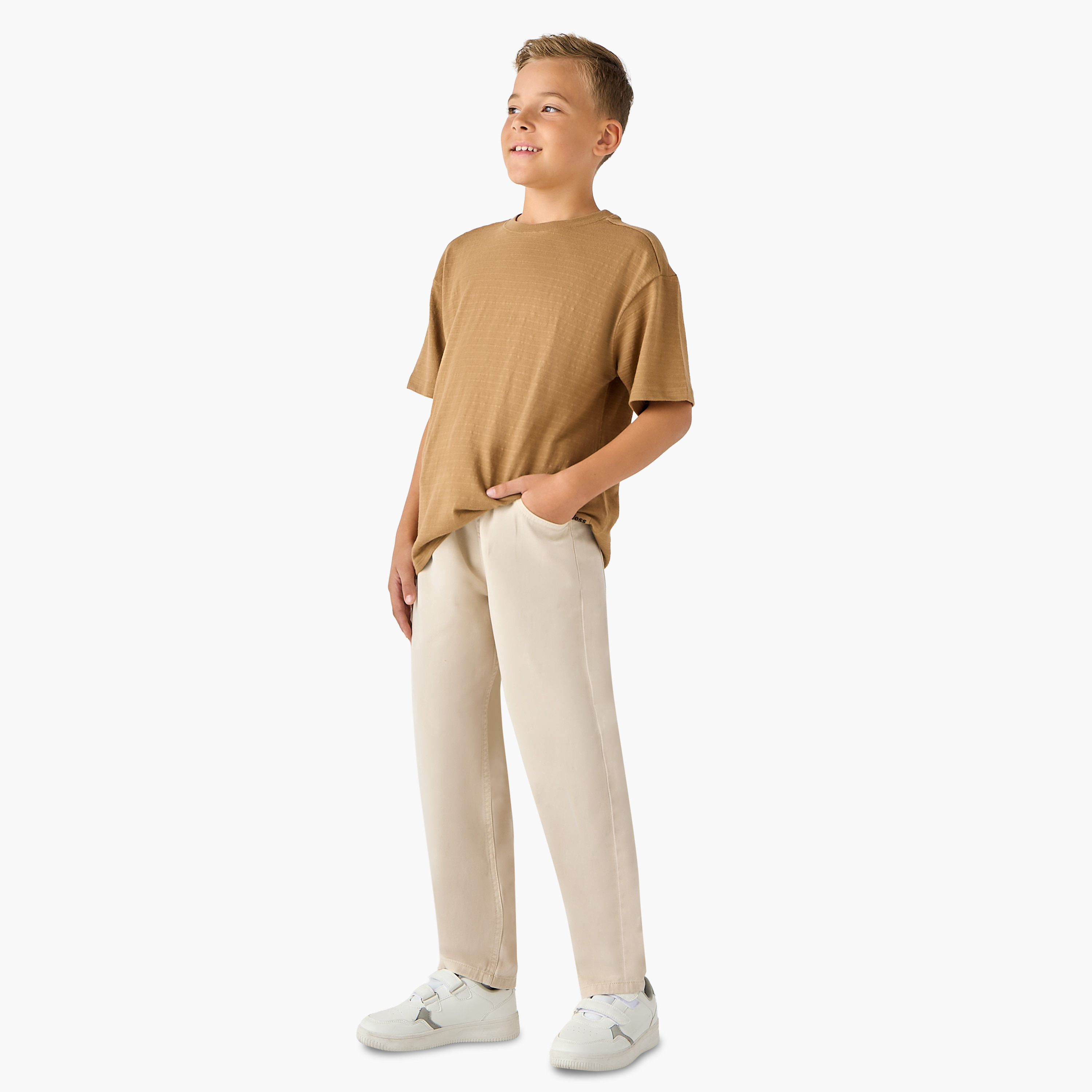 Juniors Regular Fit Pants with Elasticated Drawstring Waist-boys-clothing-bottoms-trousers-image-2