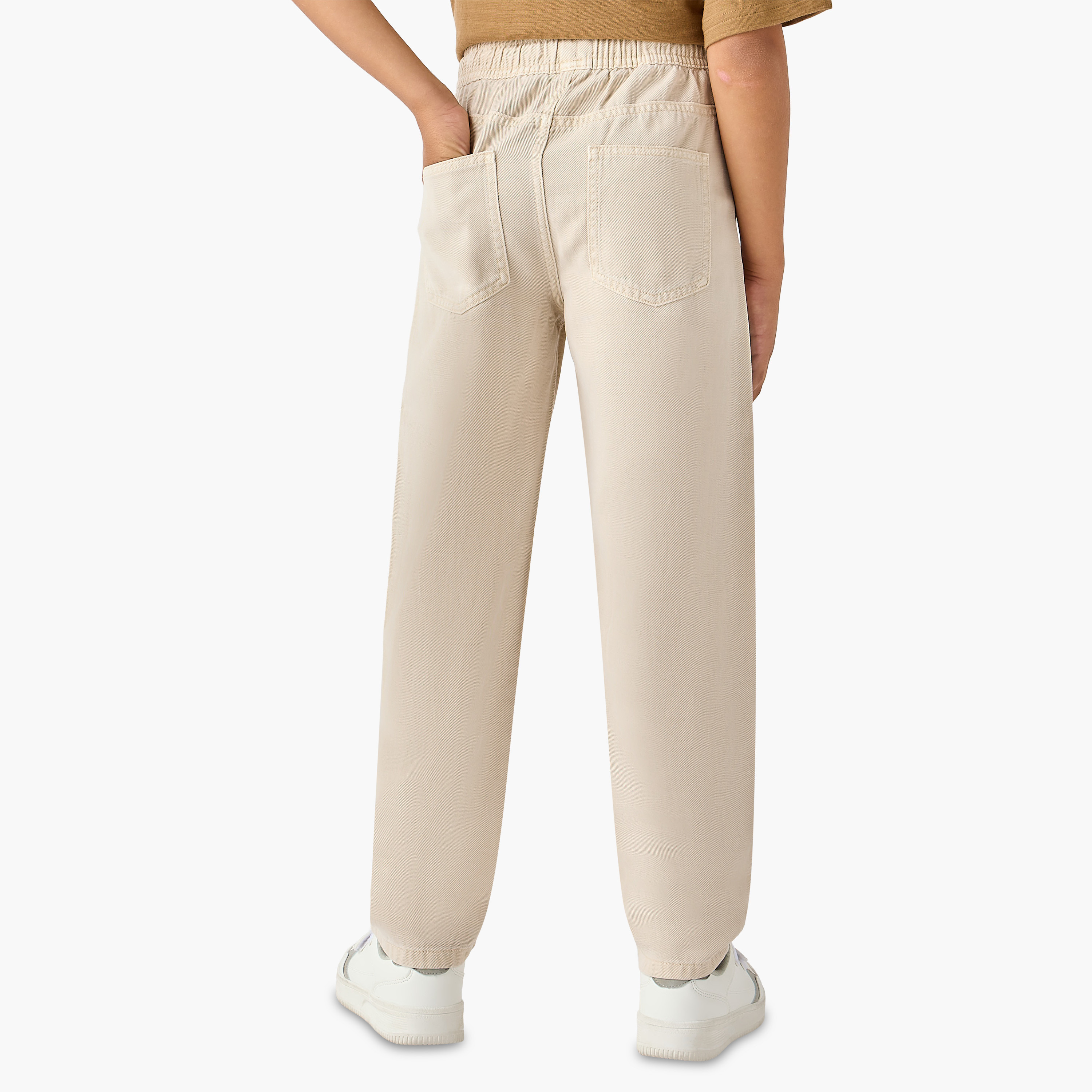 Juniors Regular Fit Pants with Elasticated Drawstring Waist-boys-clothing-bottoms-trousers-image-3