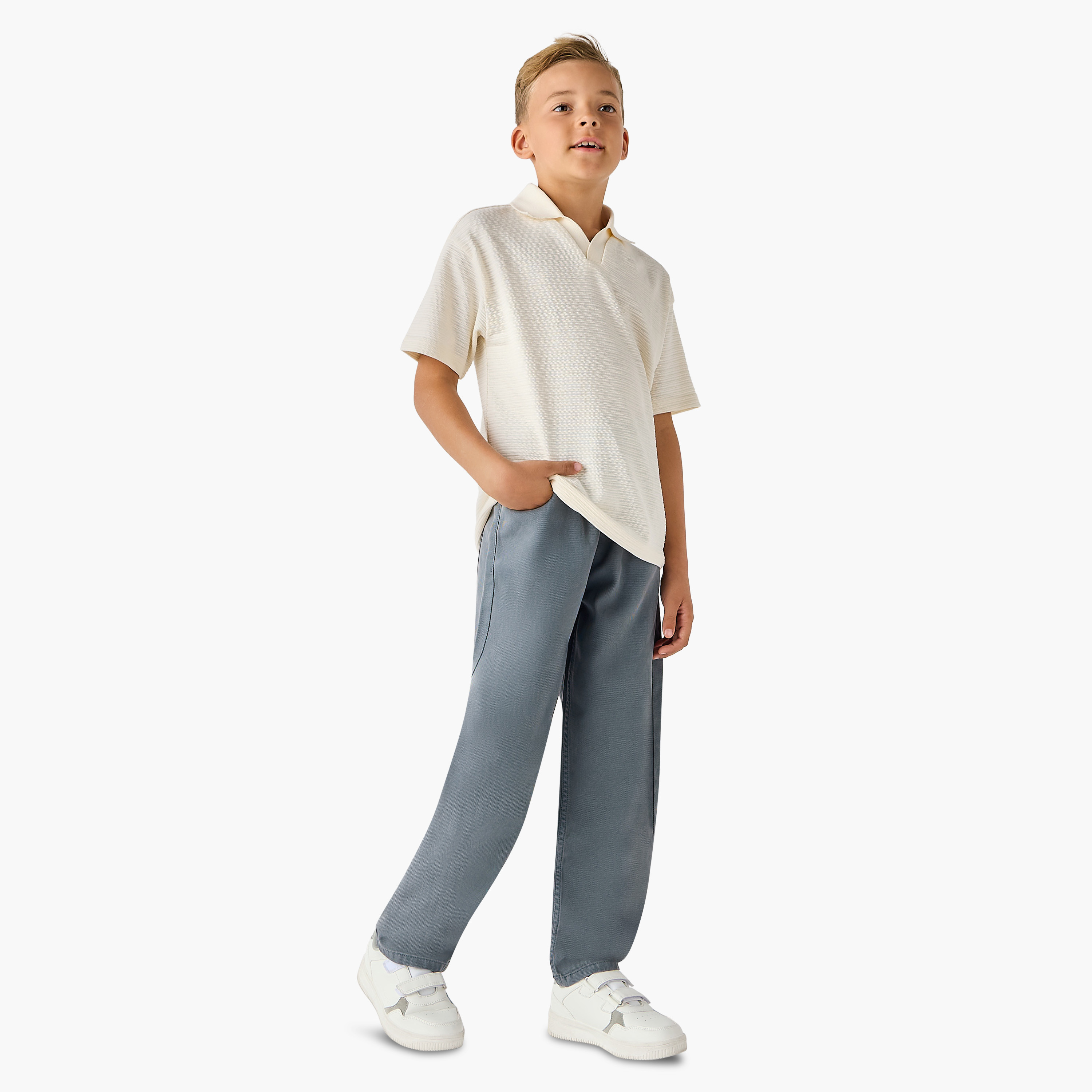 Juniors Joggers with Flap Pockets- Elasticated Drawstring Waist-boys-clothing-schoolwear-bottoms-joggers-image-2