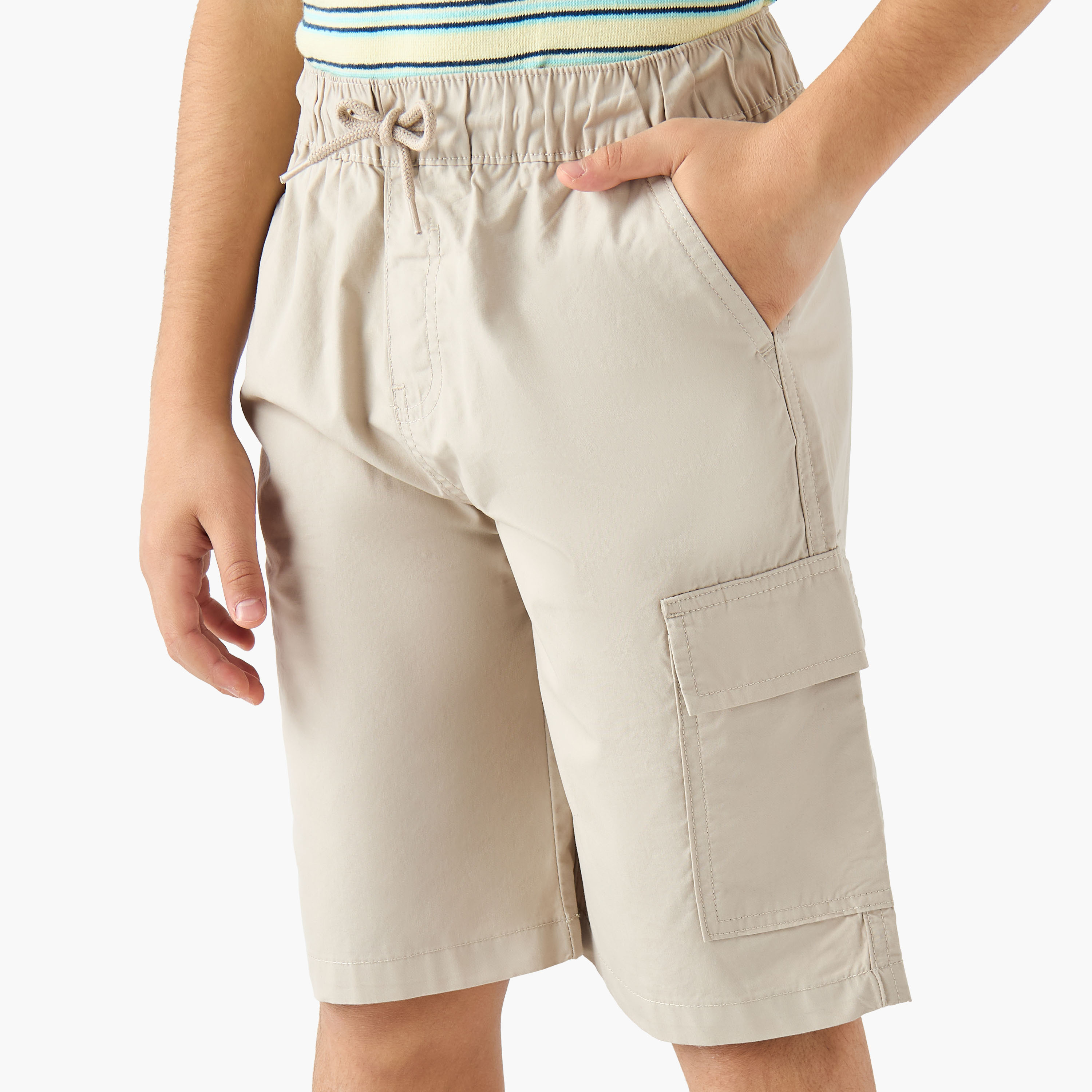 Juniors Drawstring Waist Shorts with Flap Pockets-boys-clothing-bottoms-shorts-image-4