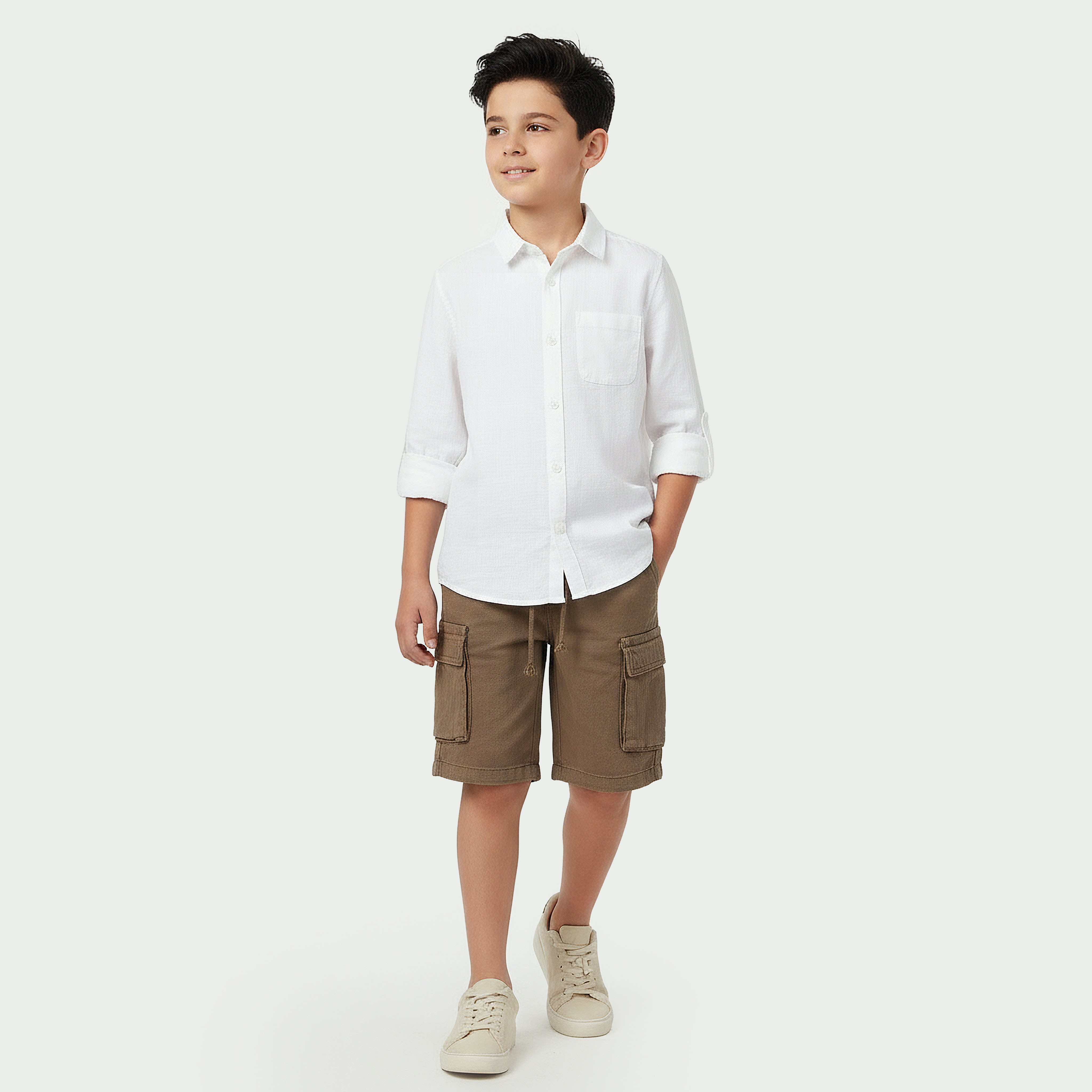 Juniors Knee Length Elasticated Drawstring Shorts with Pockets-boys-clothing-bottoms-shorts-image-2