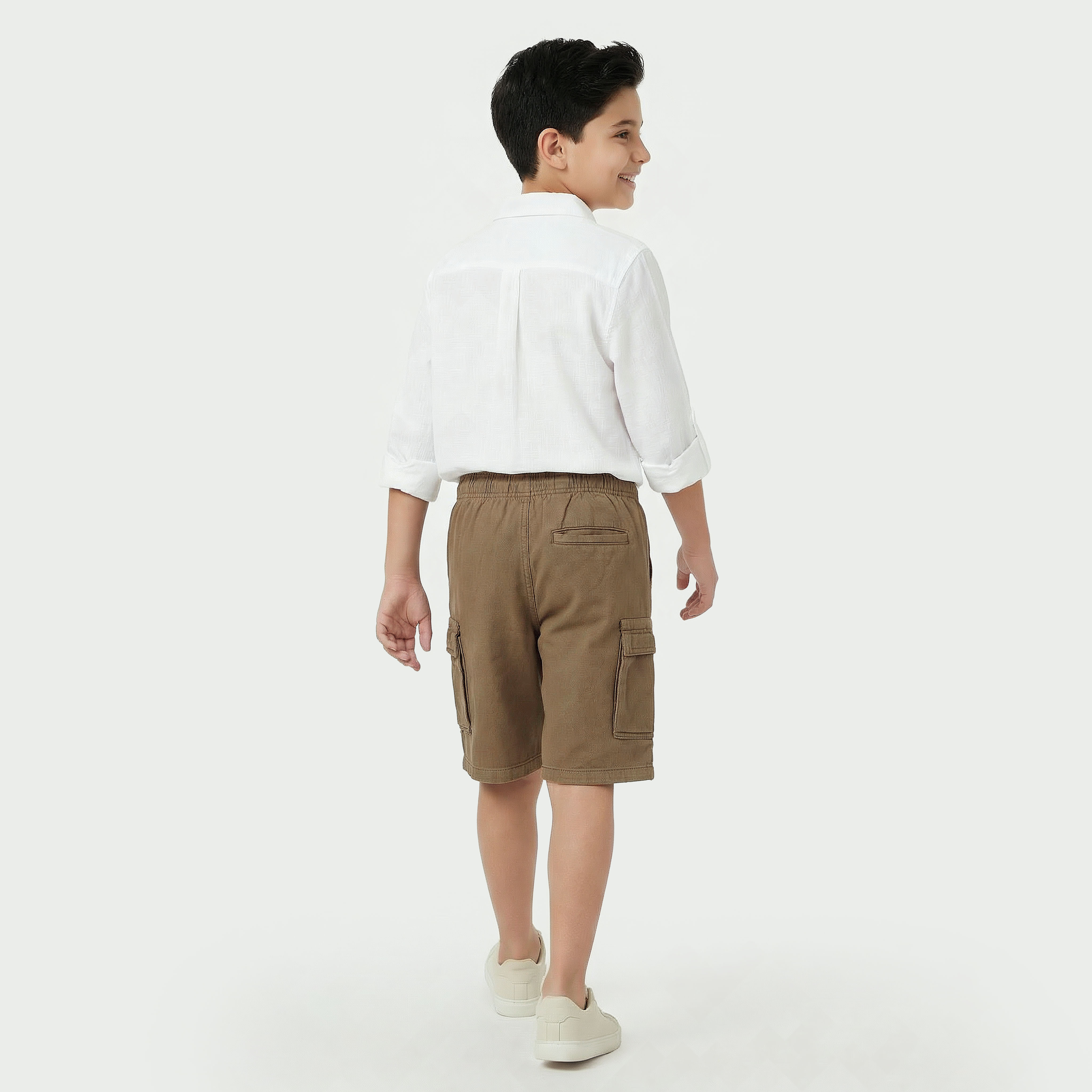 Juniors Knee Length Elasticated Drawstring Shorts with Pockets-boys-clothing-bottoms-shorts-image-3