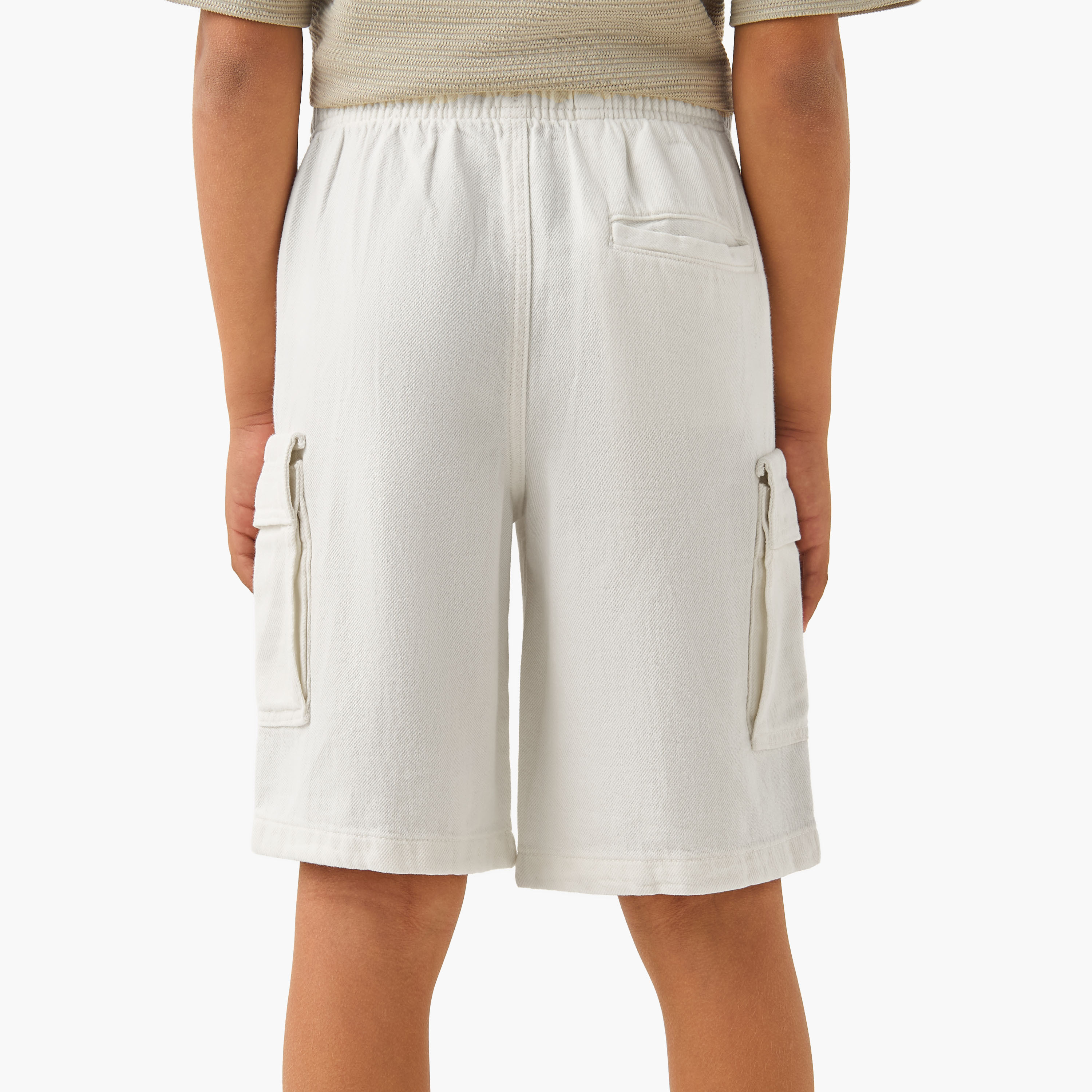 Juniors Knee Length Elasticated Drawstring Shorts with Pockets-boys-clothing-bottoms-shorts-image-3